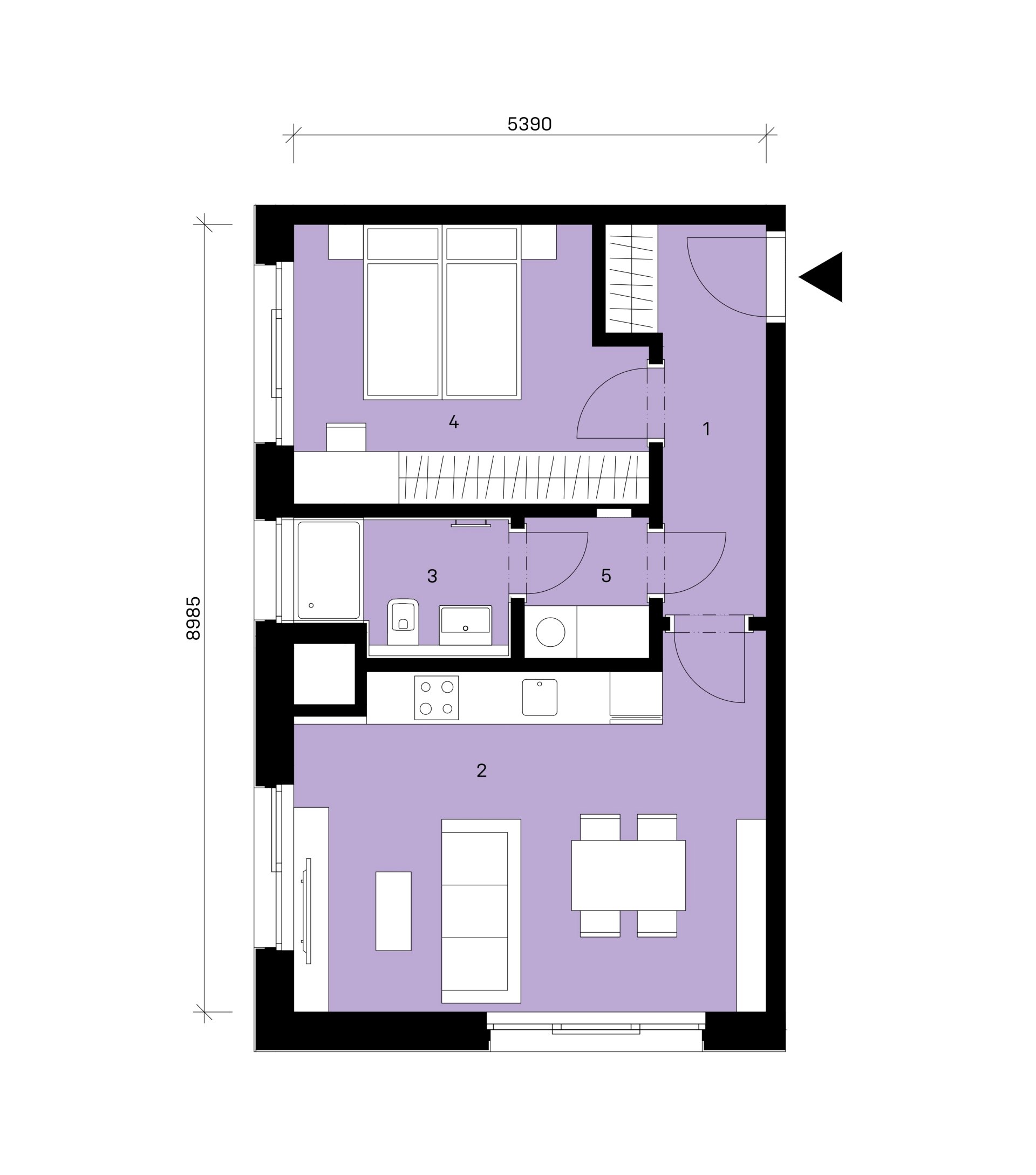 Půdorys jednotky A1-101