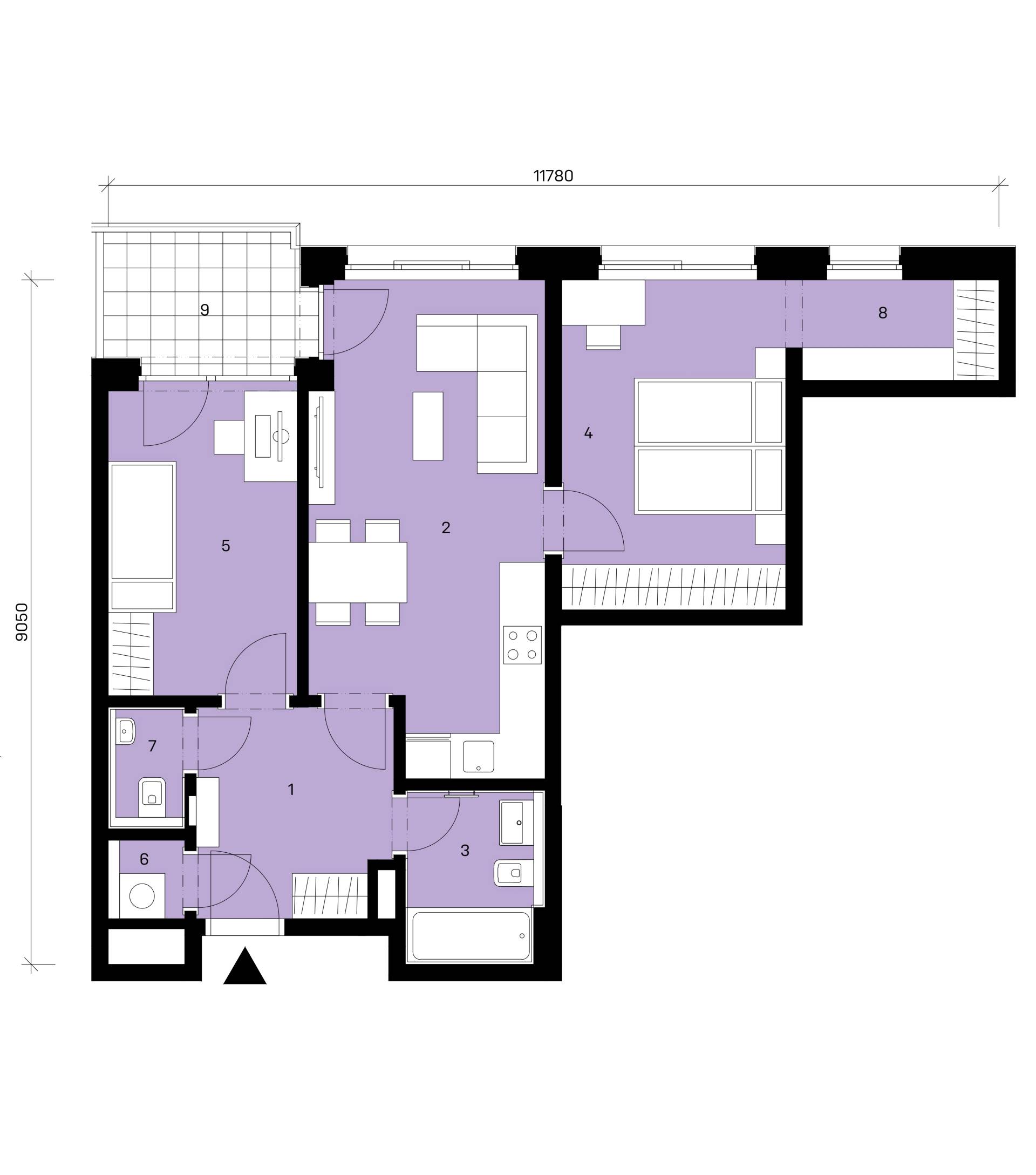 Půdorys jednotky A1-109