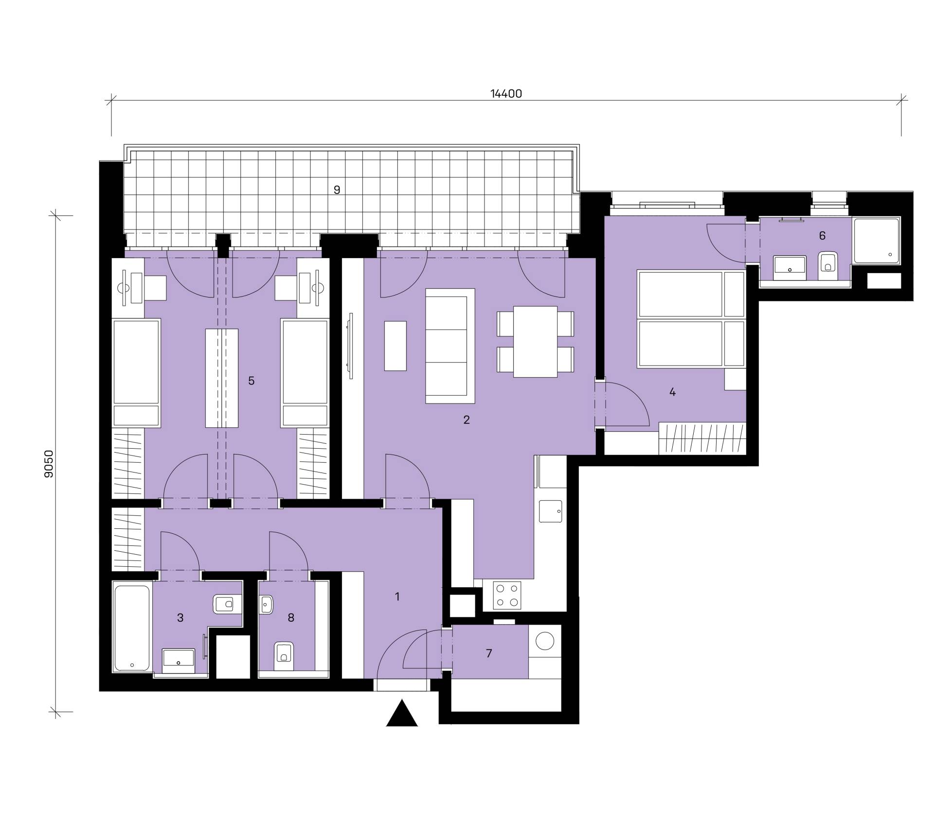 Půdorys jednotky A2-110