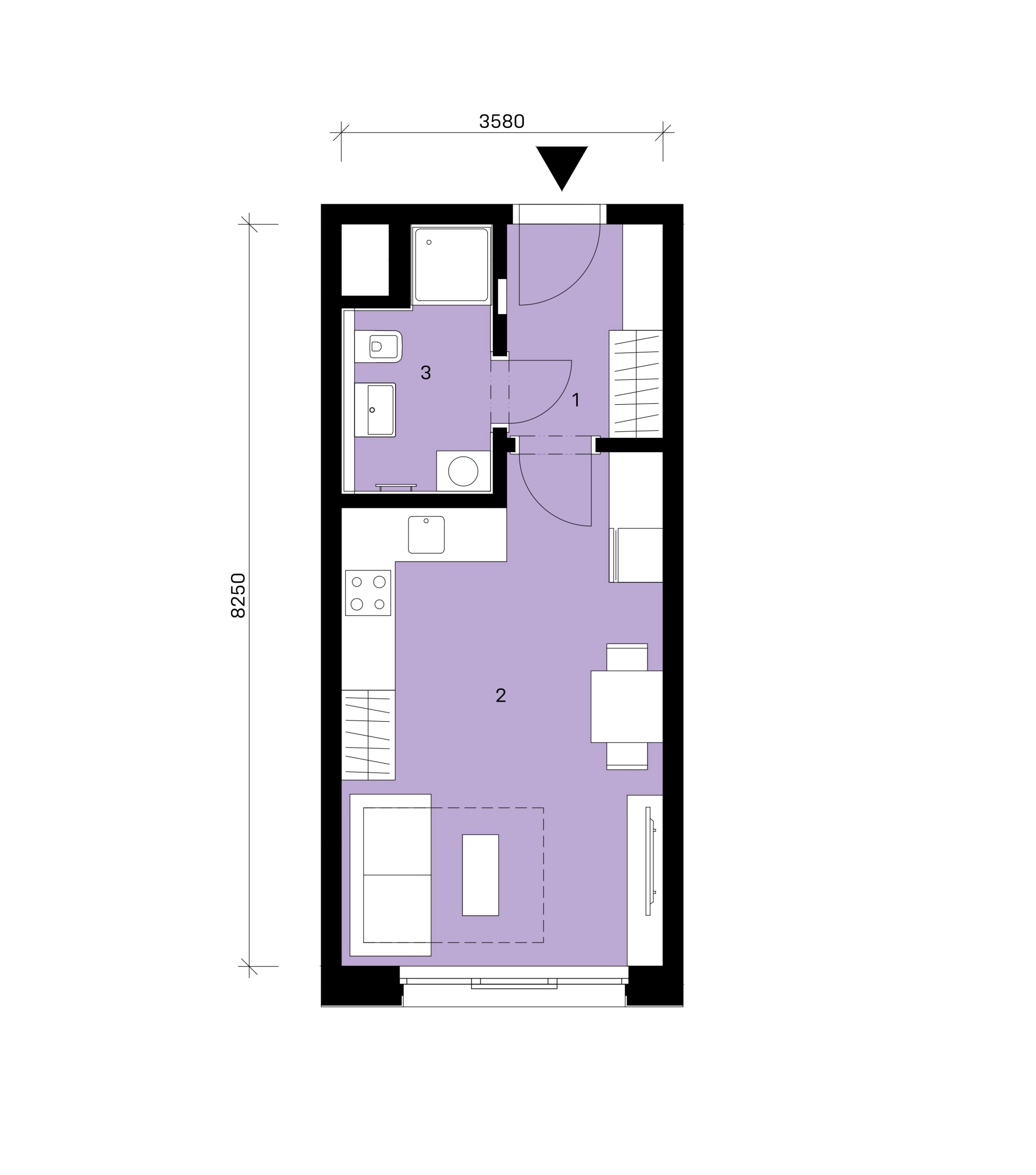 Půdorys jednotky A2-205