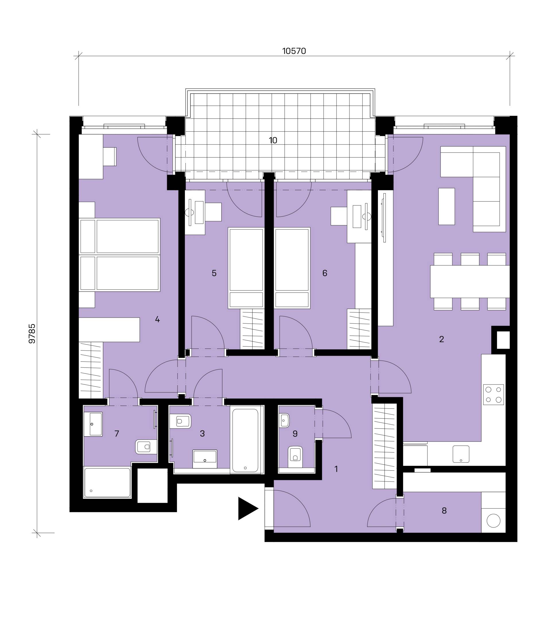 Půdorys jednotky A2-209