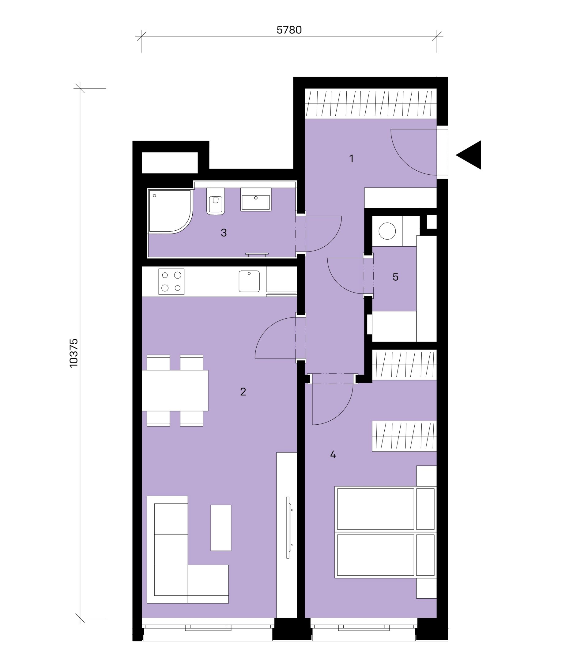 Půdorys jednotky B-301