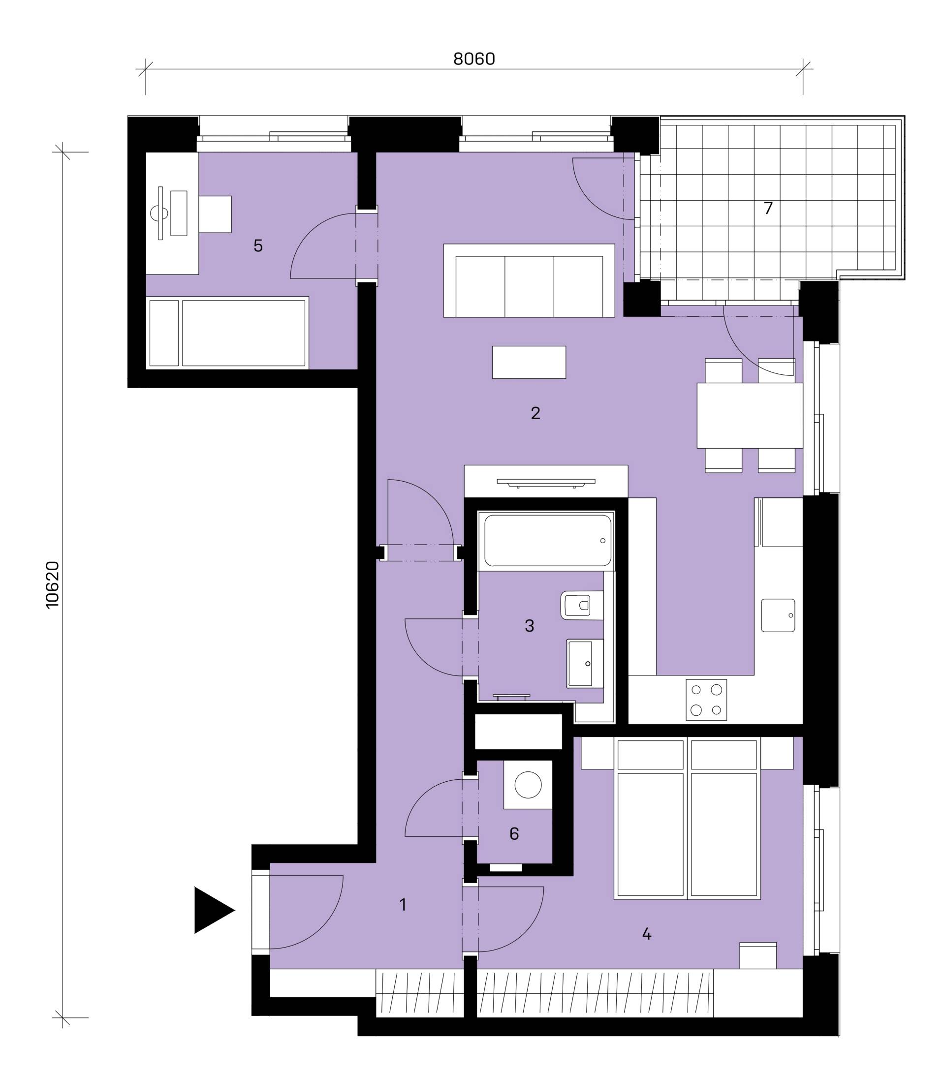 Půdorys jednotky B-307
