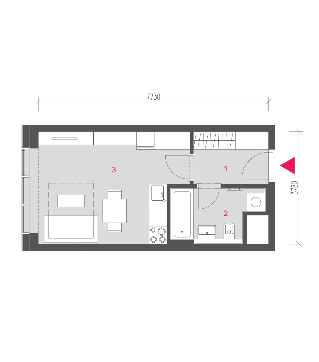 Půdorys jednotky A-0207