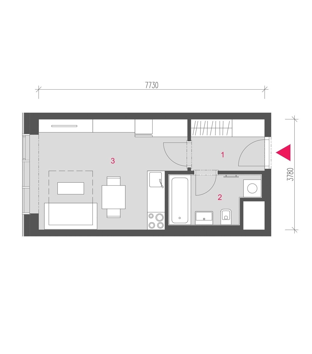 Půdorys jednotky A-0209