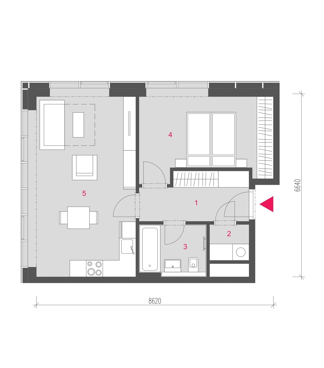 Půdorys jednotky A-0214