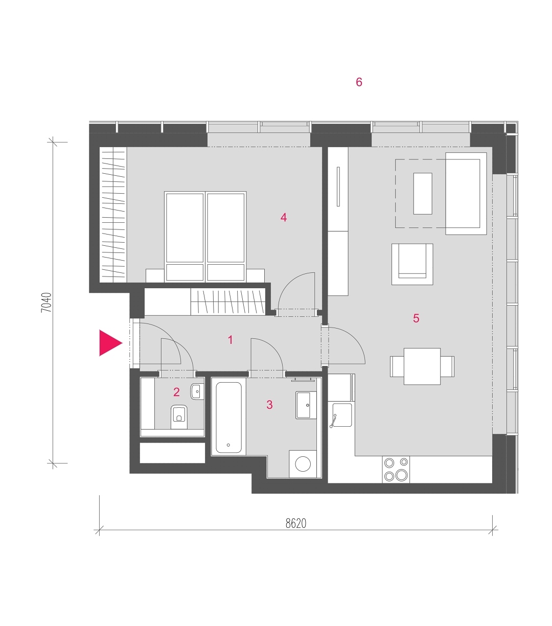 Půdorys jednotky A-0215