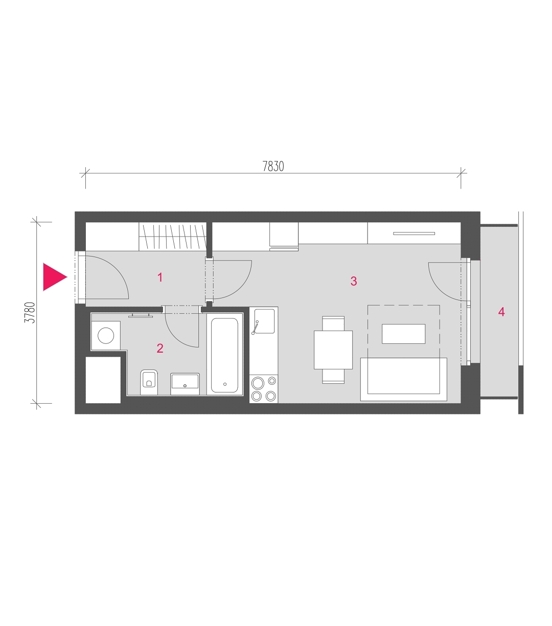 Půdorys jednotky A-0303