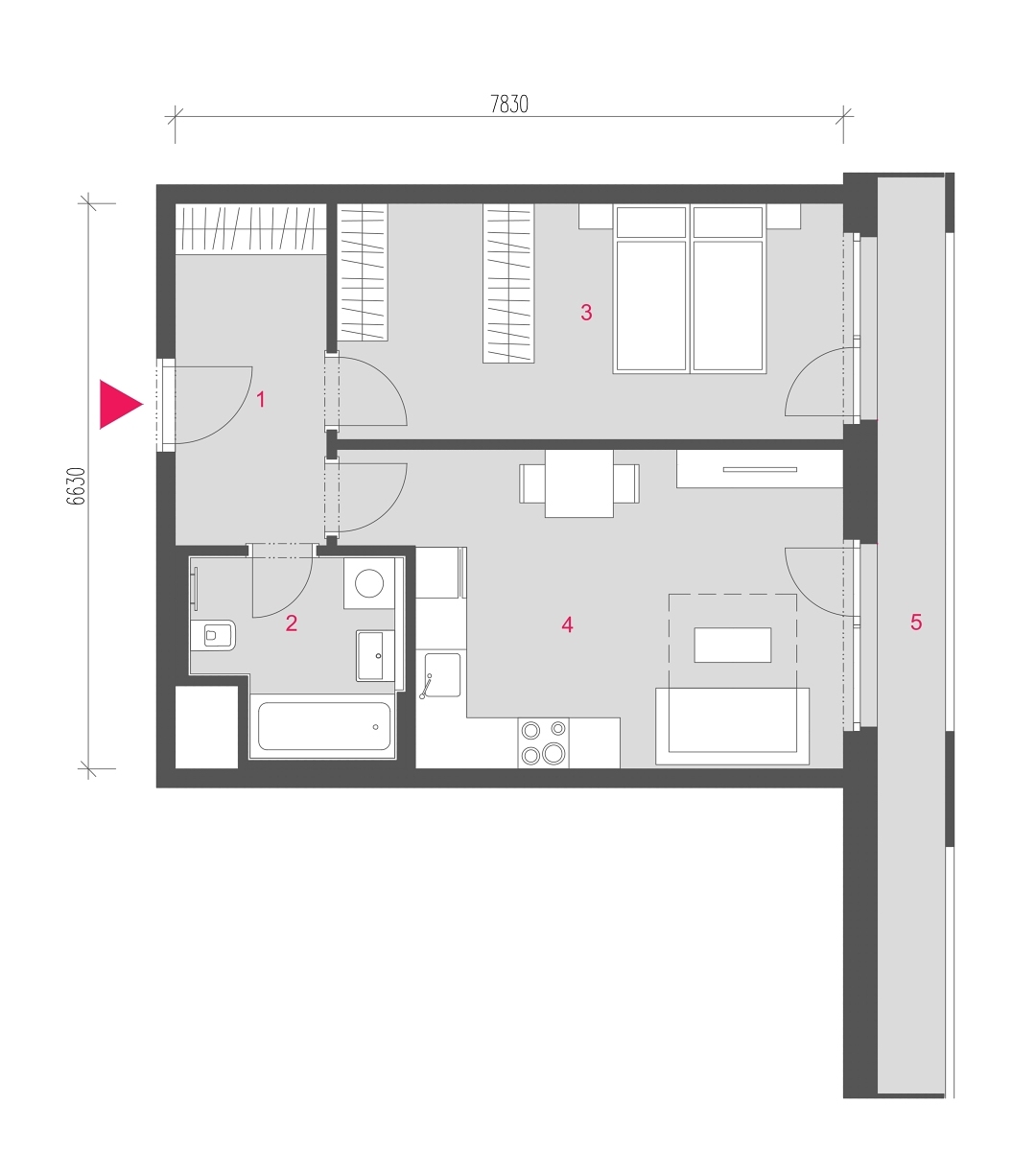 Půdorys jednotky A-0304