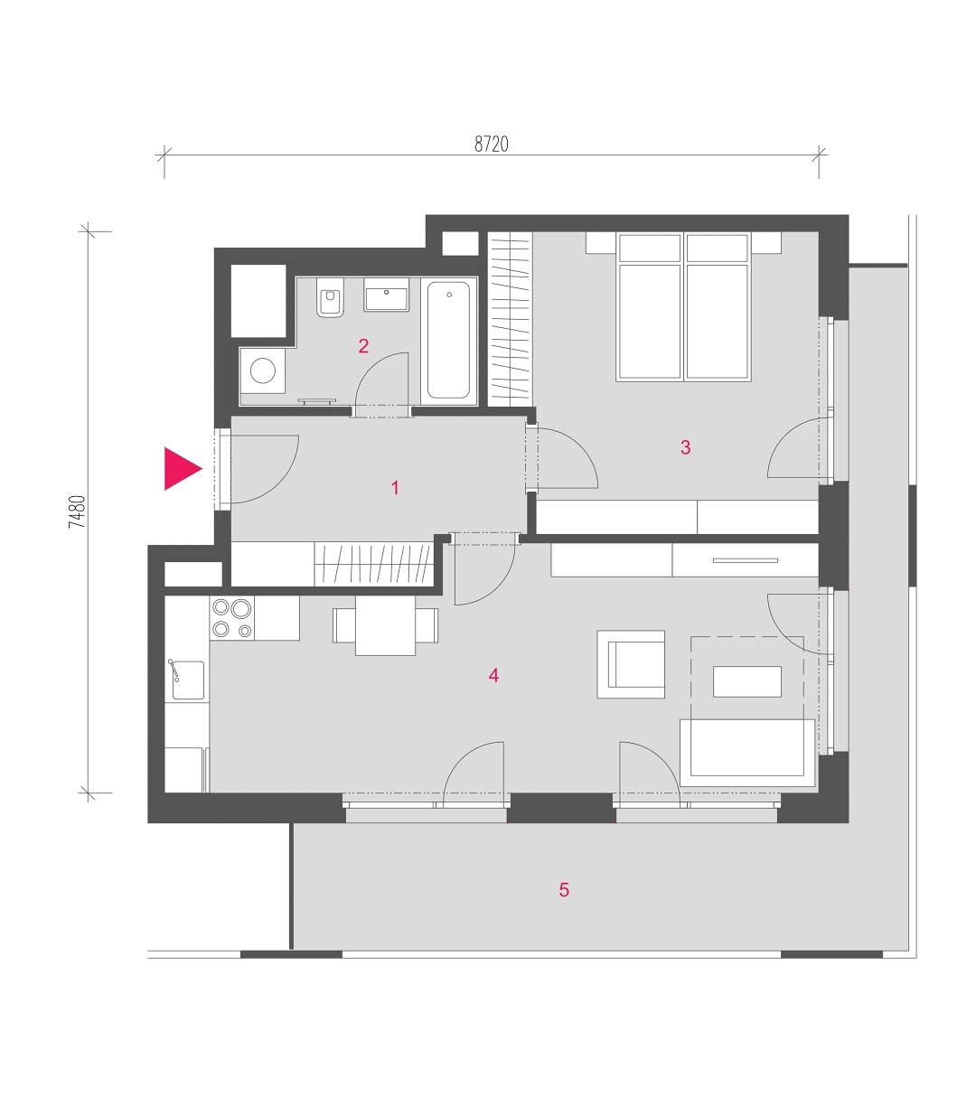 Půdorys jednotky A-0305