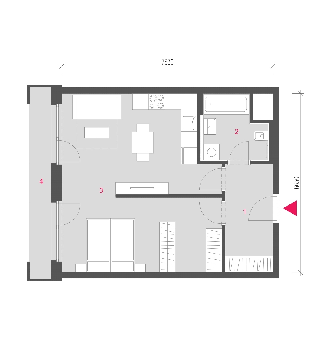 Půdorys jednotky A-0310