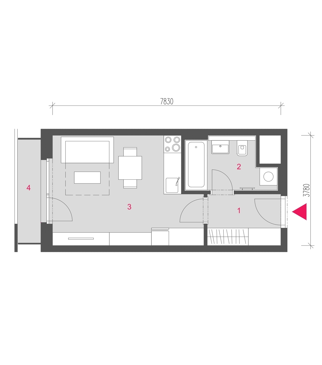 Půdorys jednotky A-0311