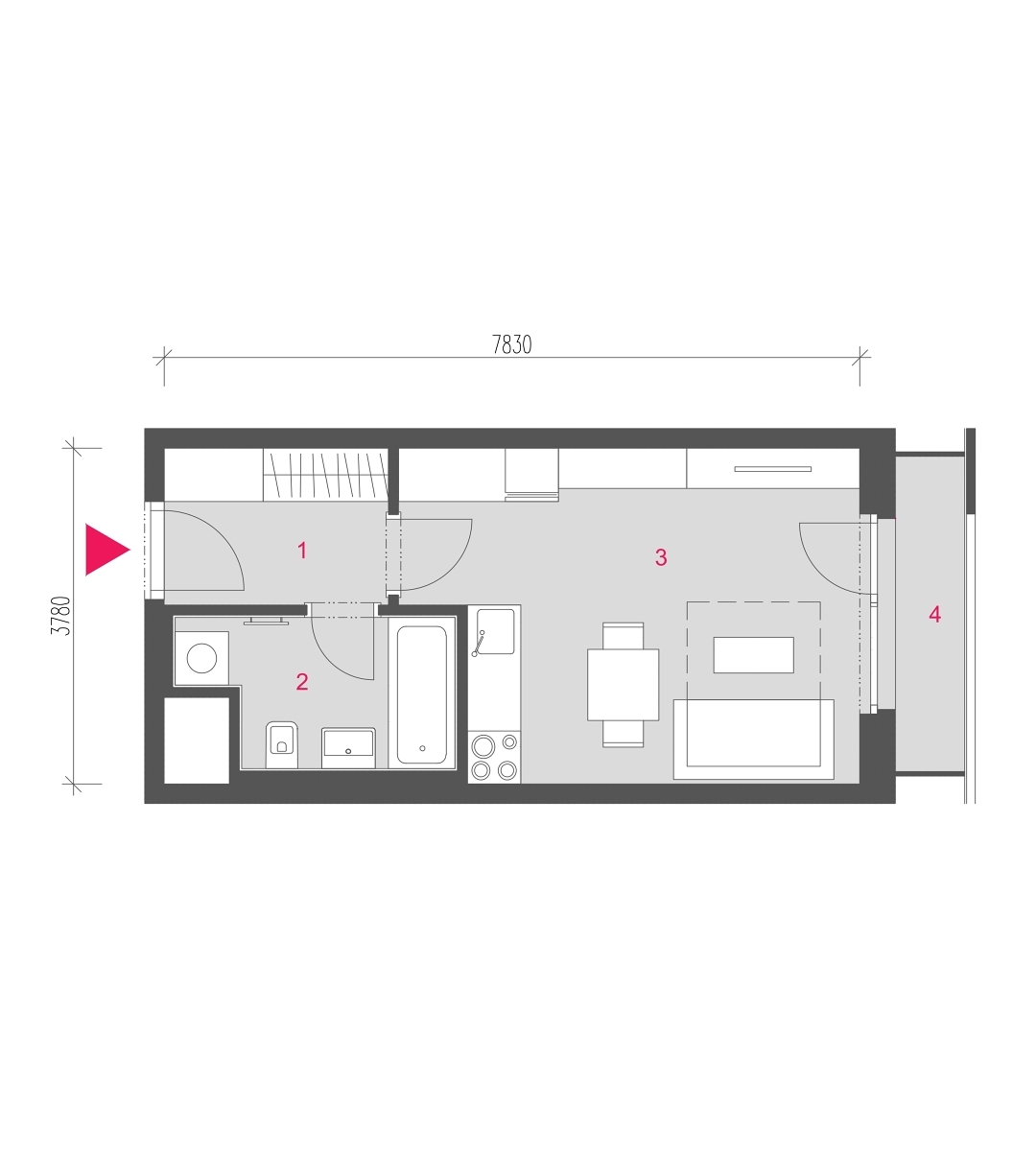 Půdorys jednotky A-0403