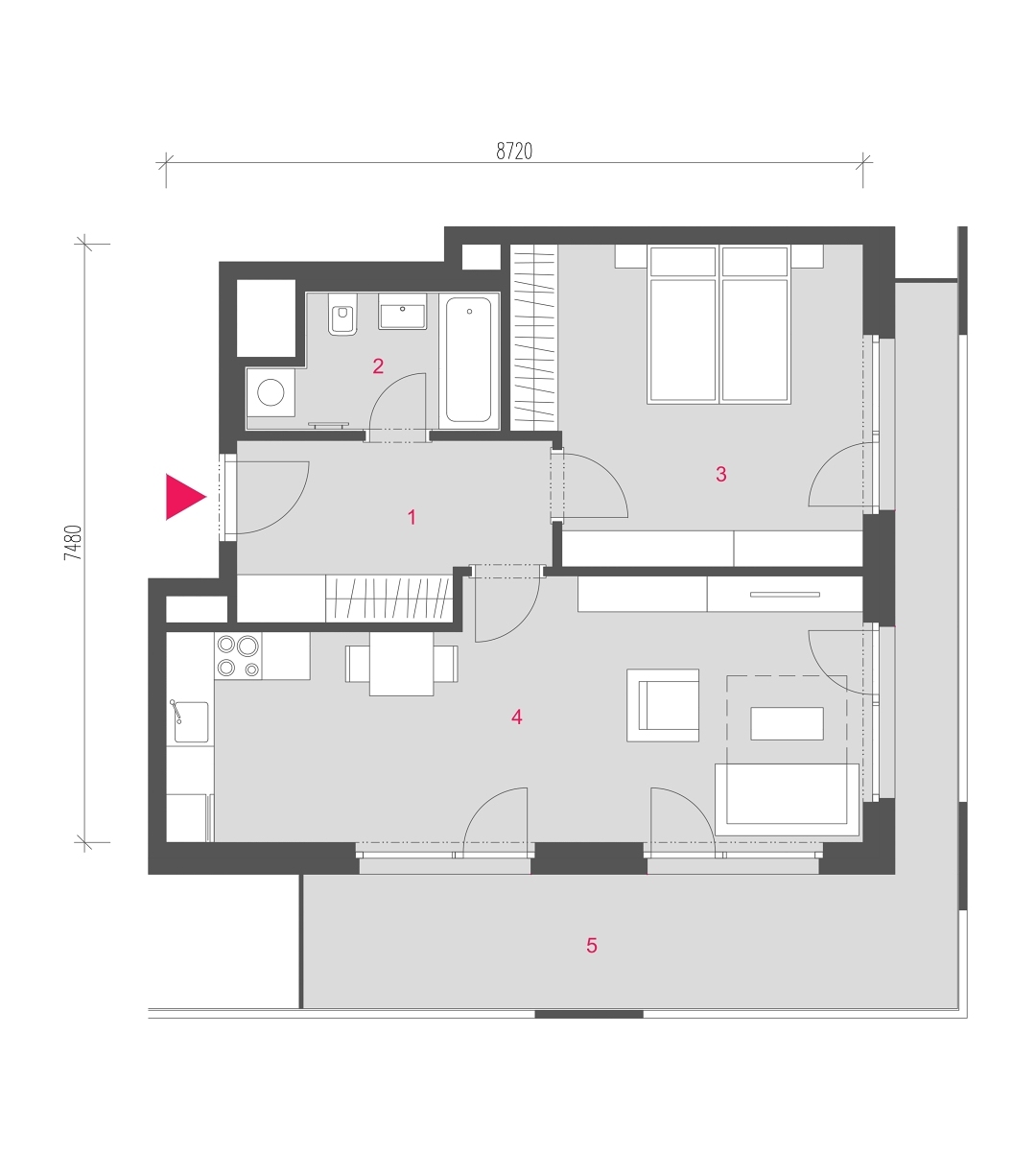 Půdorys jednotky A-0405