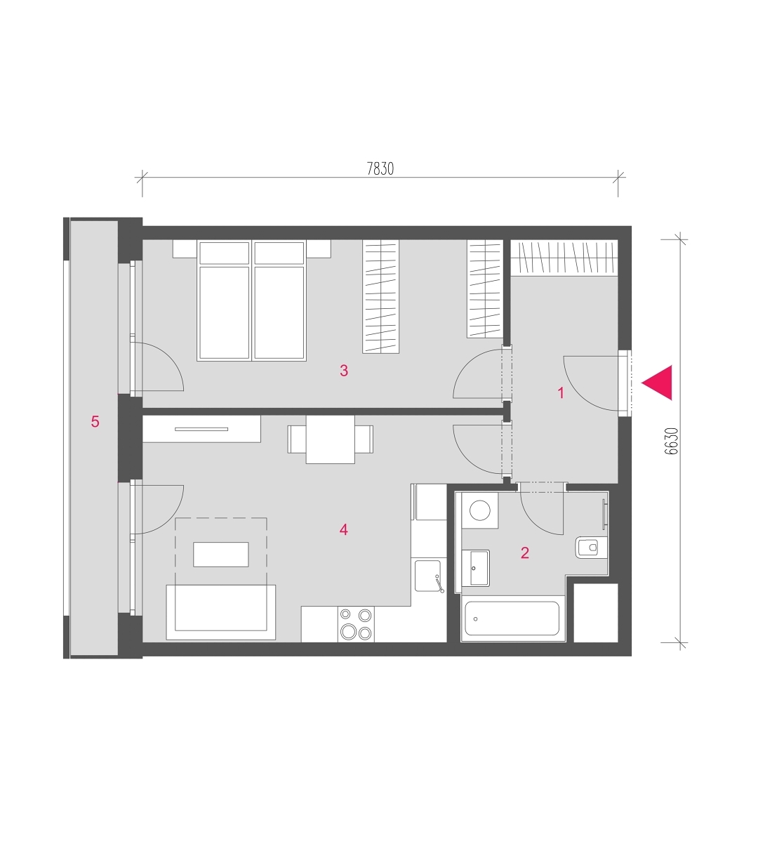 Půdorys jednotky A-0408