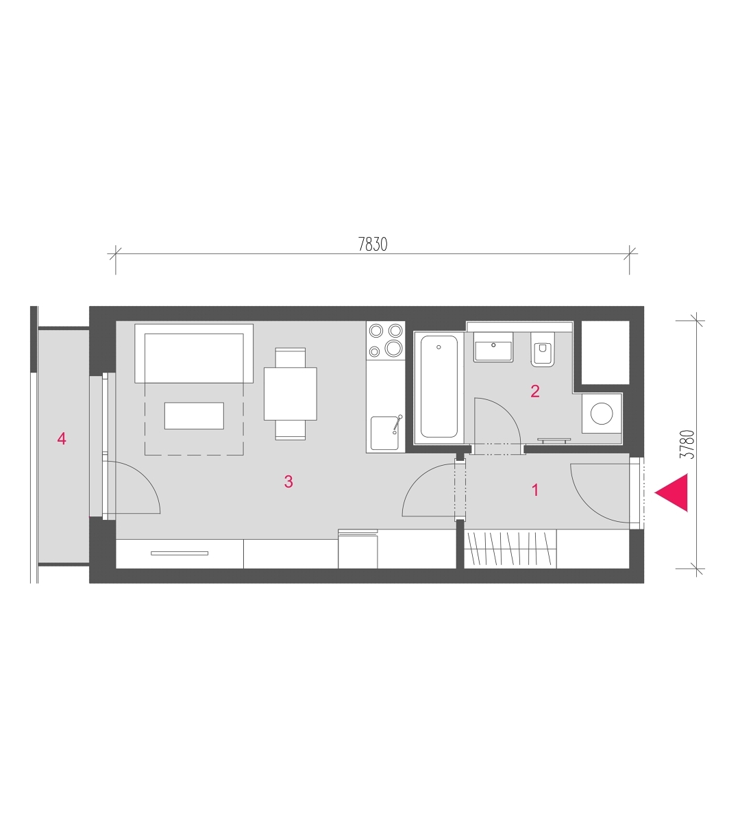 Půdorys jednotky A-0411
