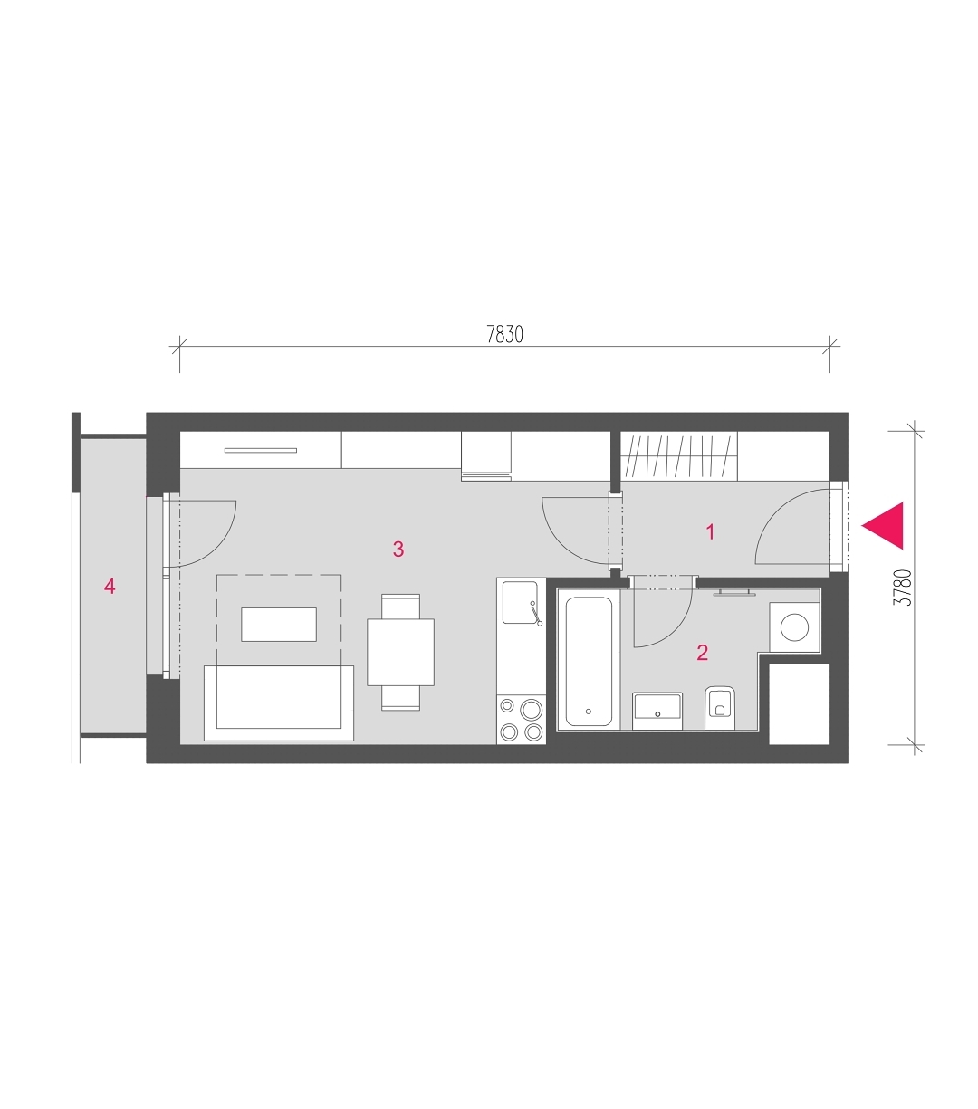 Půdorys jednotky A-0509