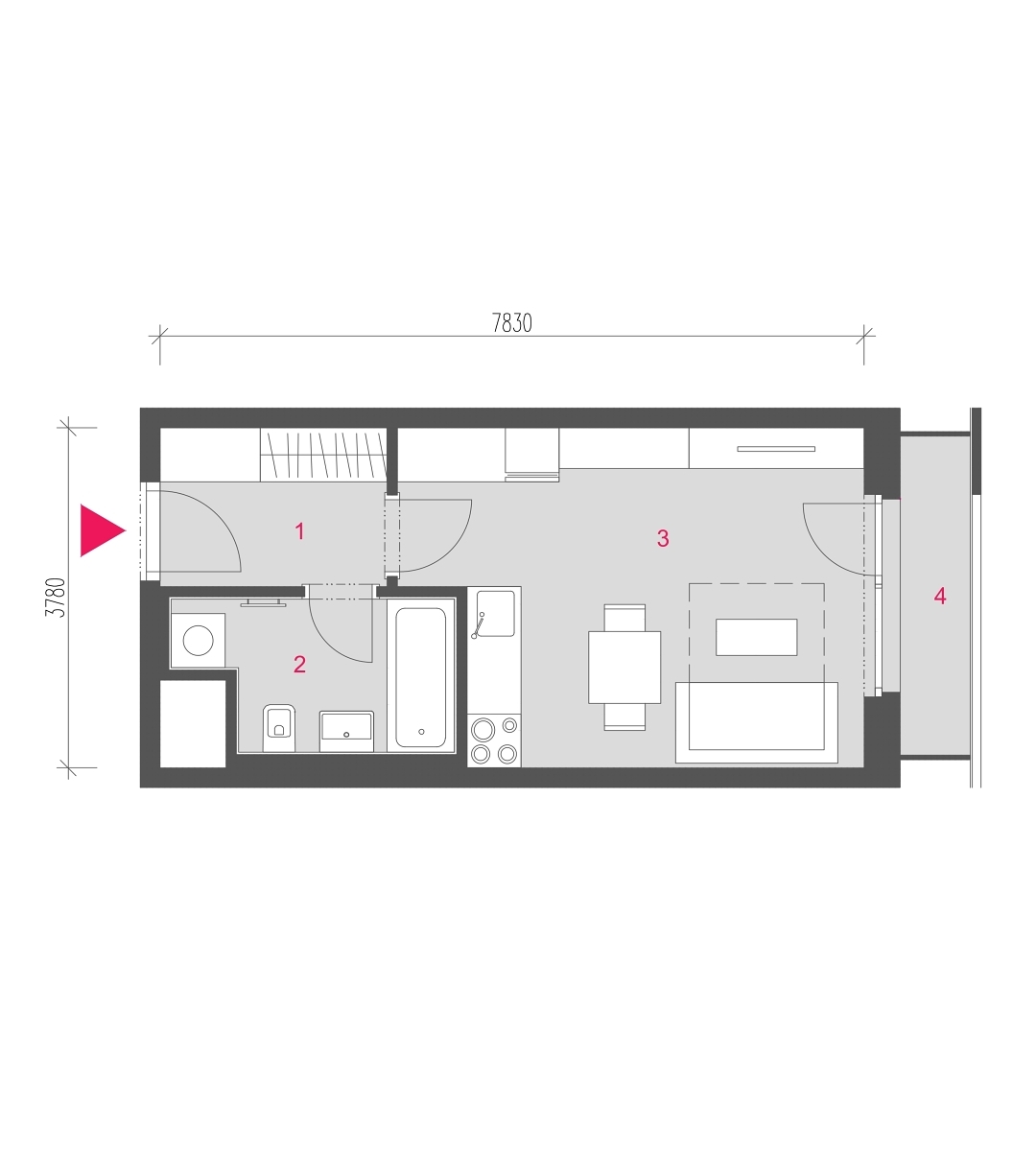 Půdorys jednotky A-0603