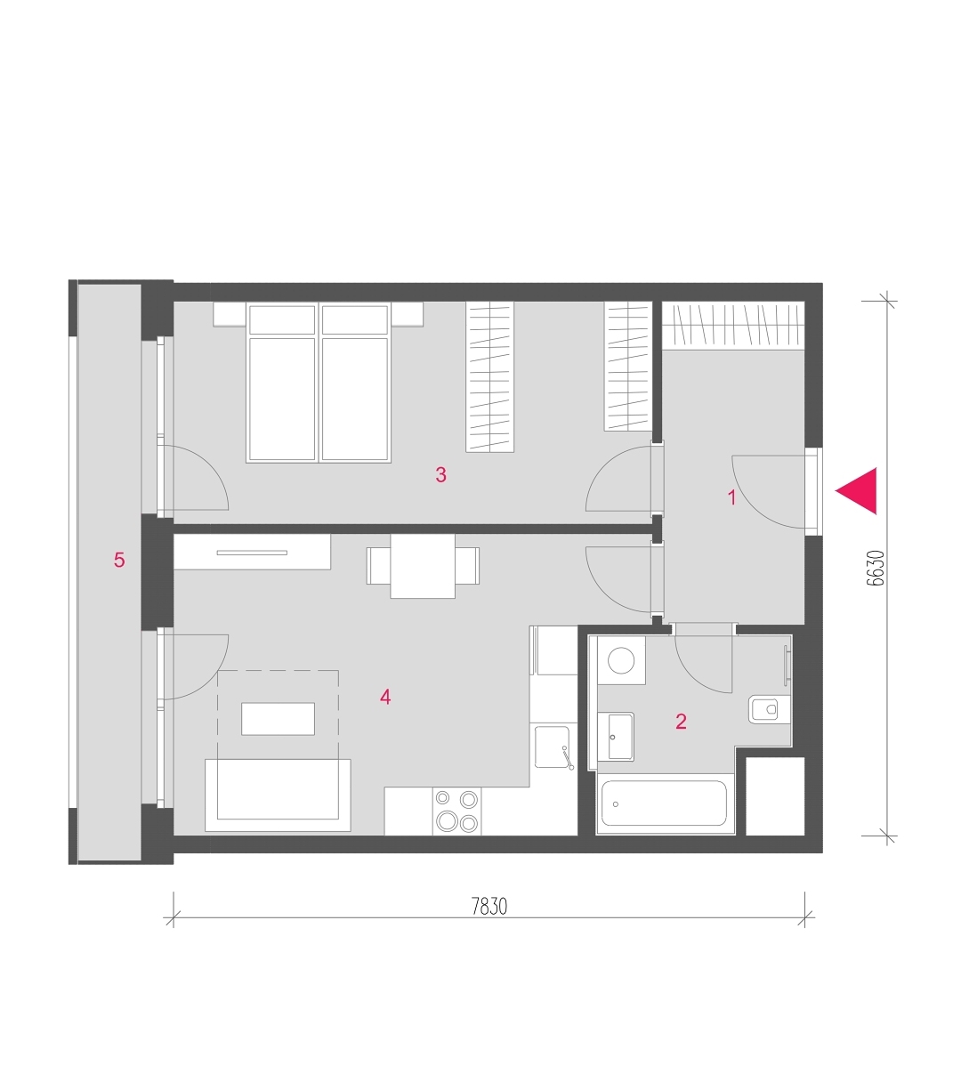 Půdorys jednotky A-0612