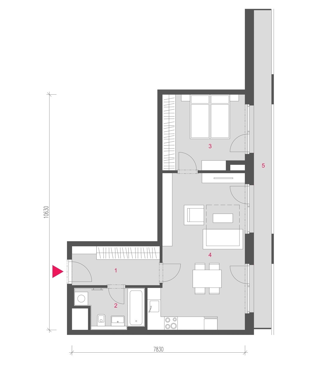 Půdorys jednotky A-0701