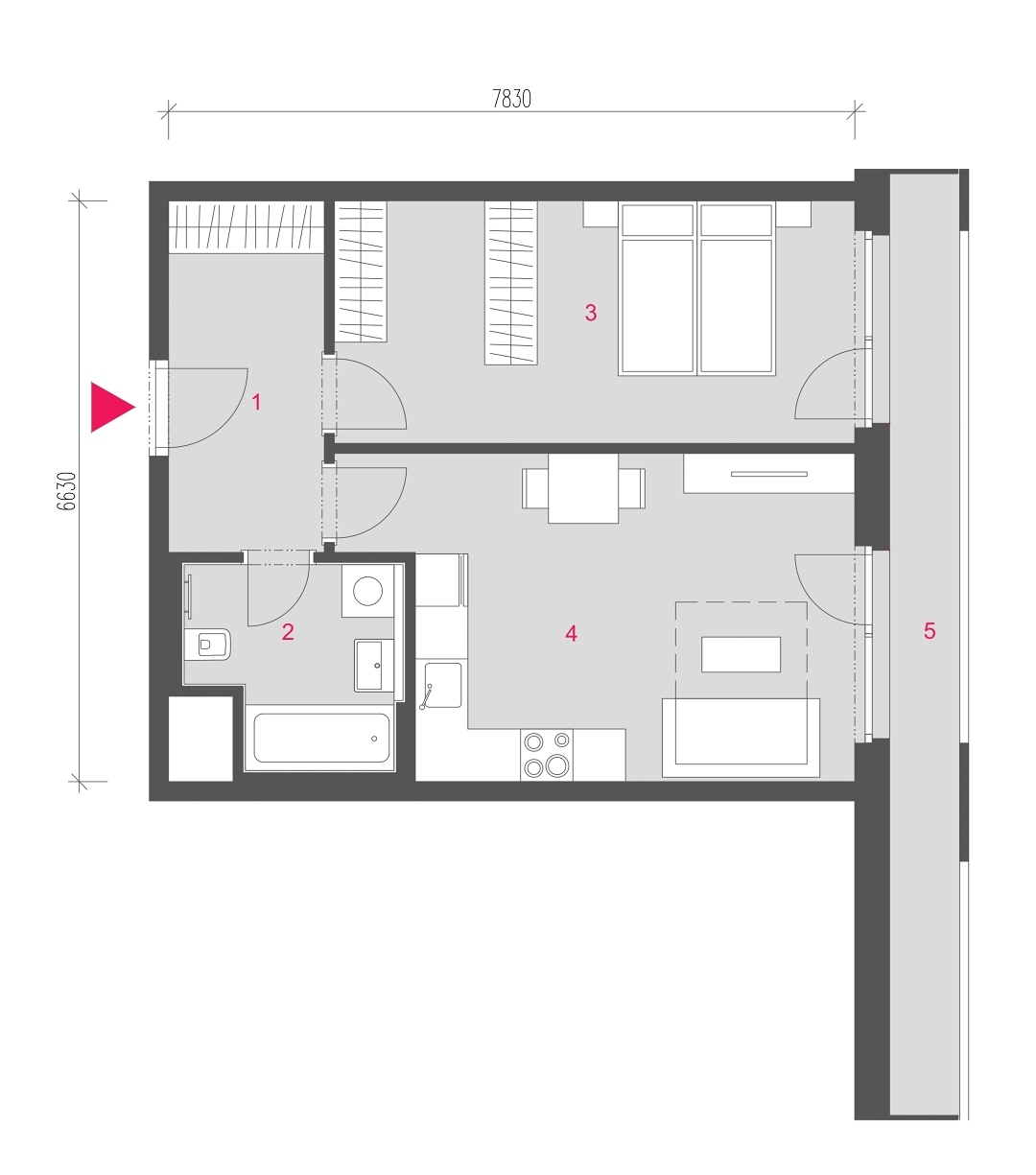 Půdorys jednotky A-0704
