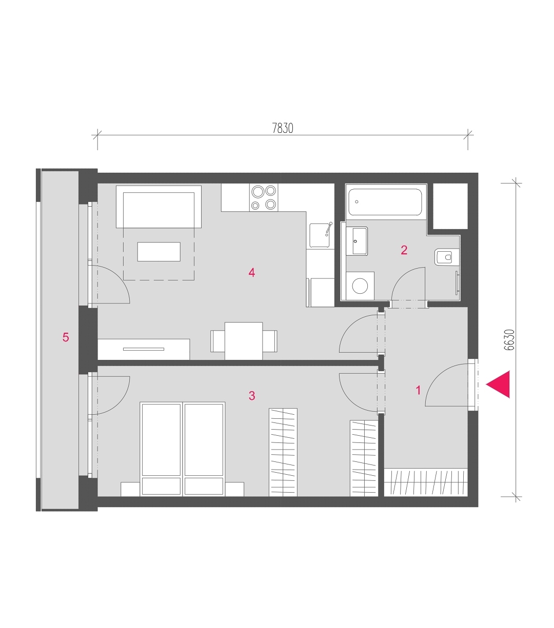 Půdorys jednotky A-0710