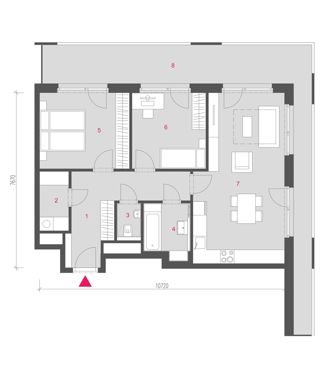 Půdorys jednotky A-1005