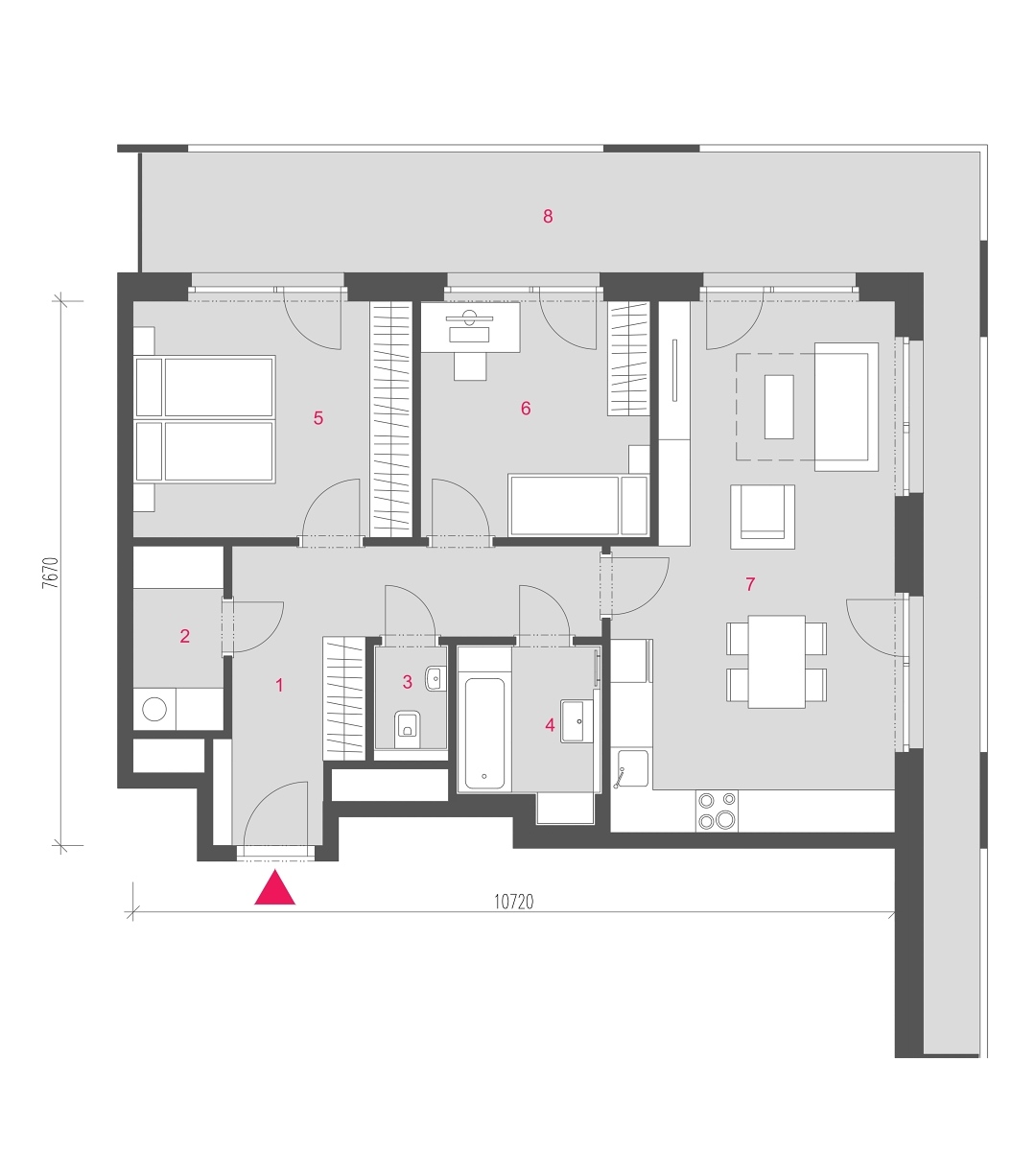 Půdorys jednotky A-1205