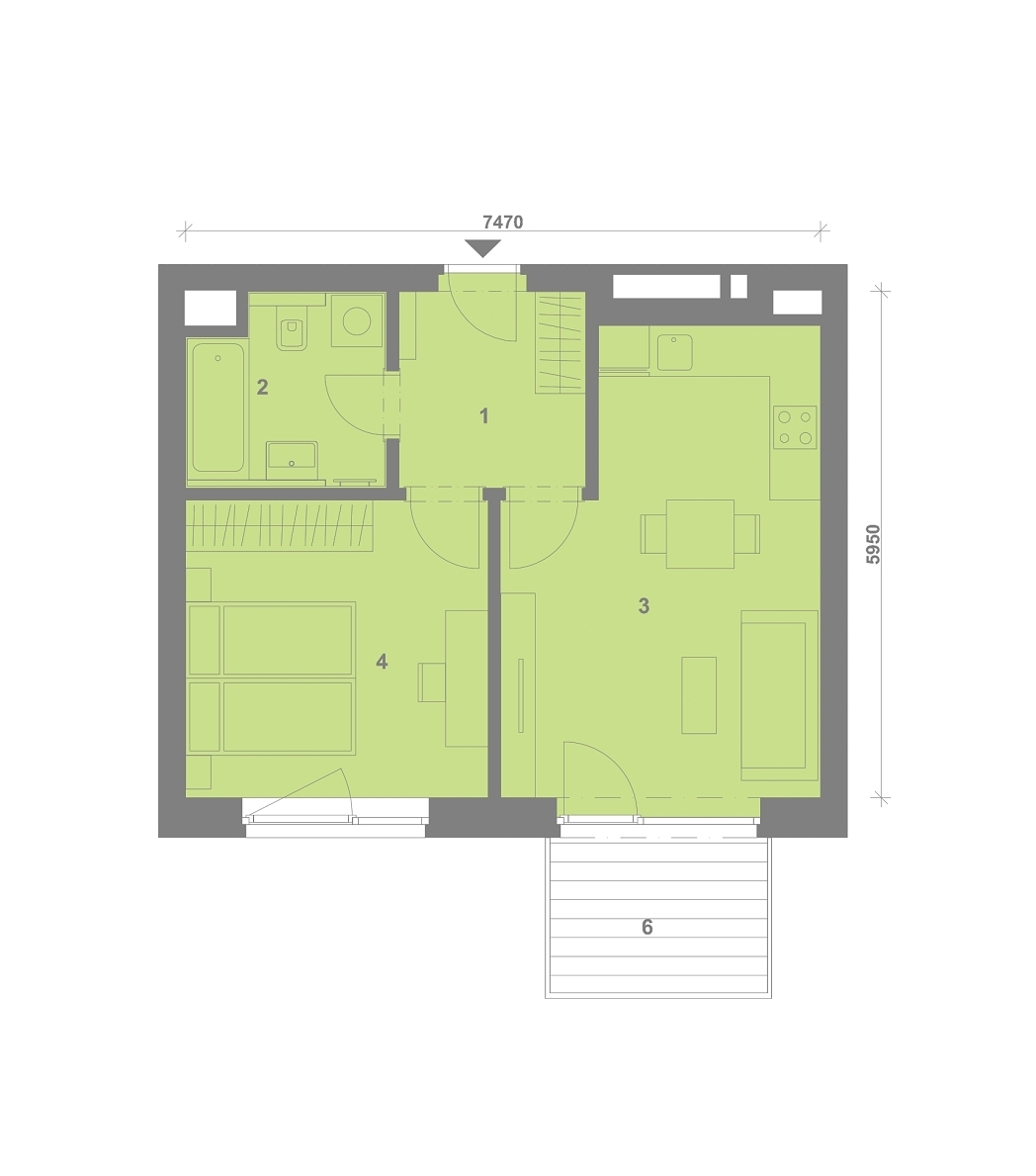 Půdorys jednotky AA-404