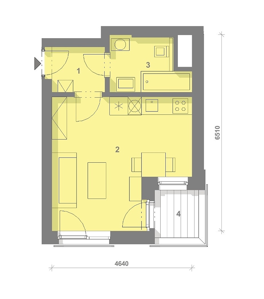 Půdorys jednotky O-304