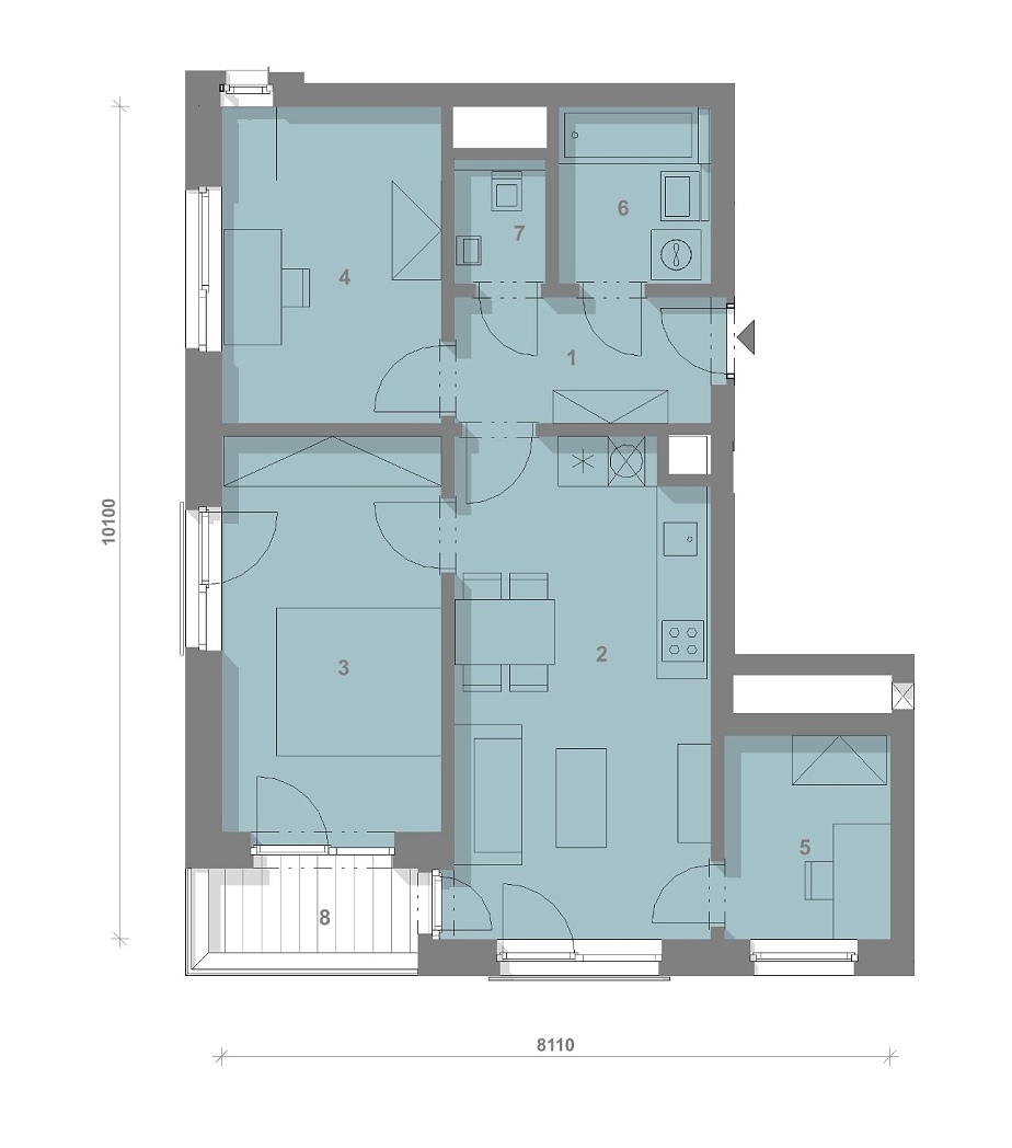 Půdorys jednotky O-601