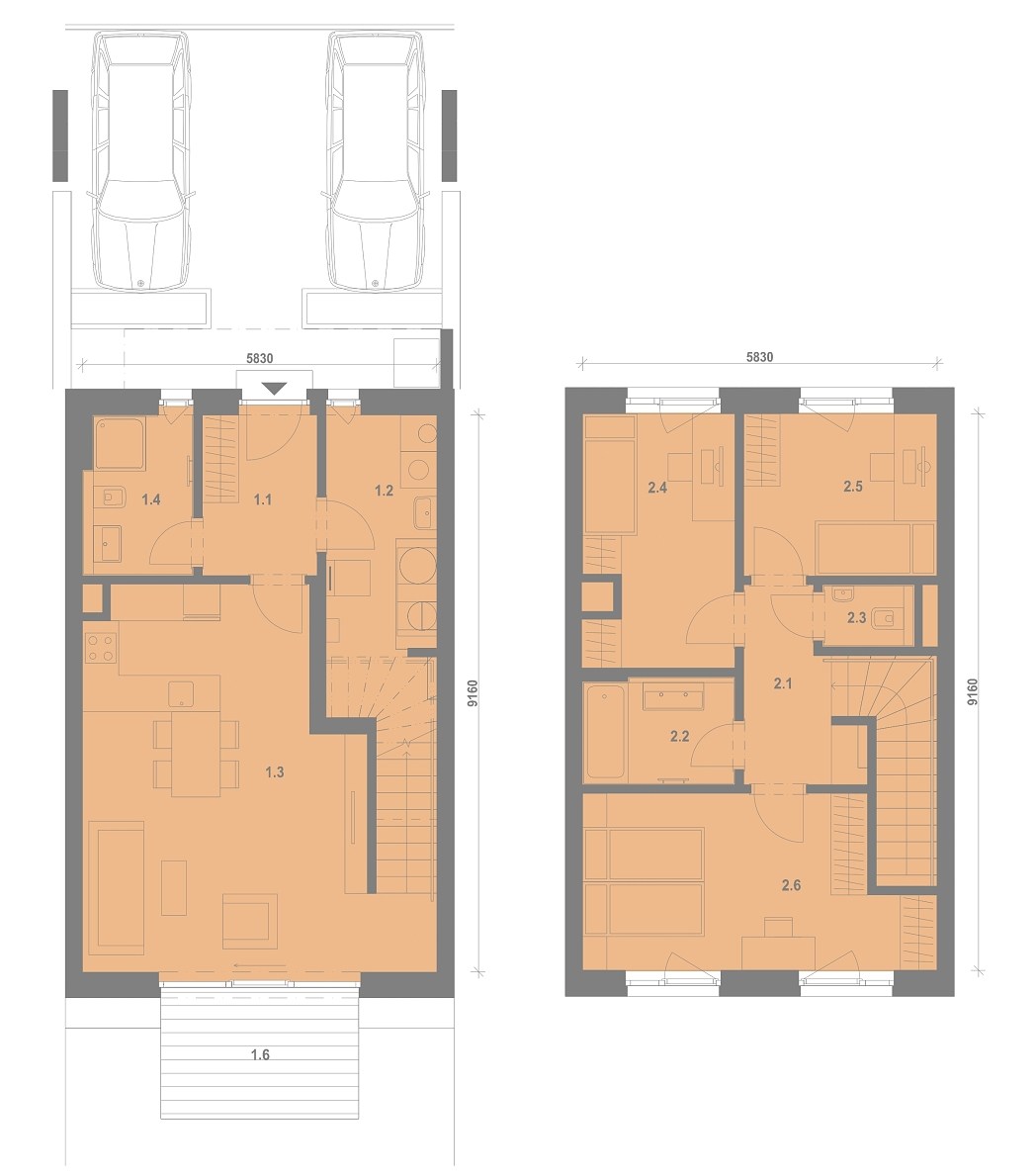 Půdorys jednotky RD14