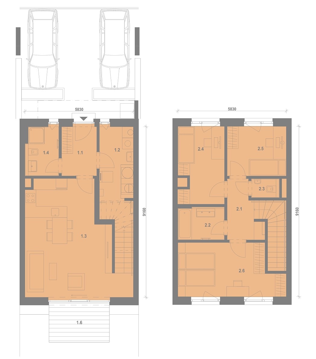 Půdorys jednotky RD15