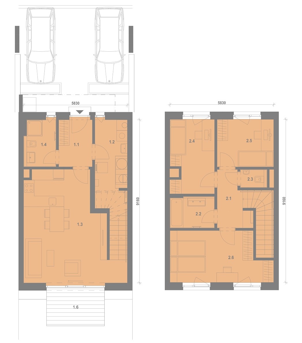 Půdorys jednotky RD22