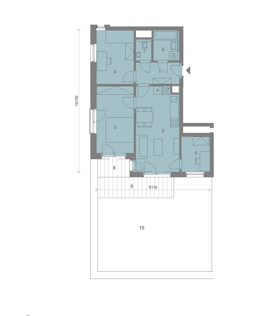 Půdorys jednotky T-101