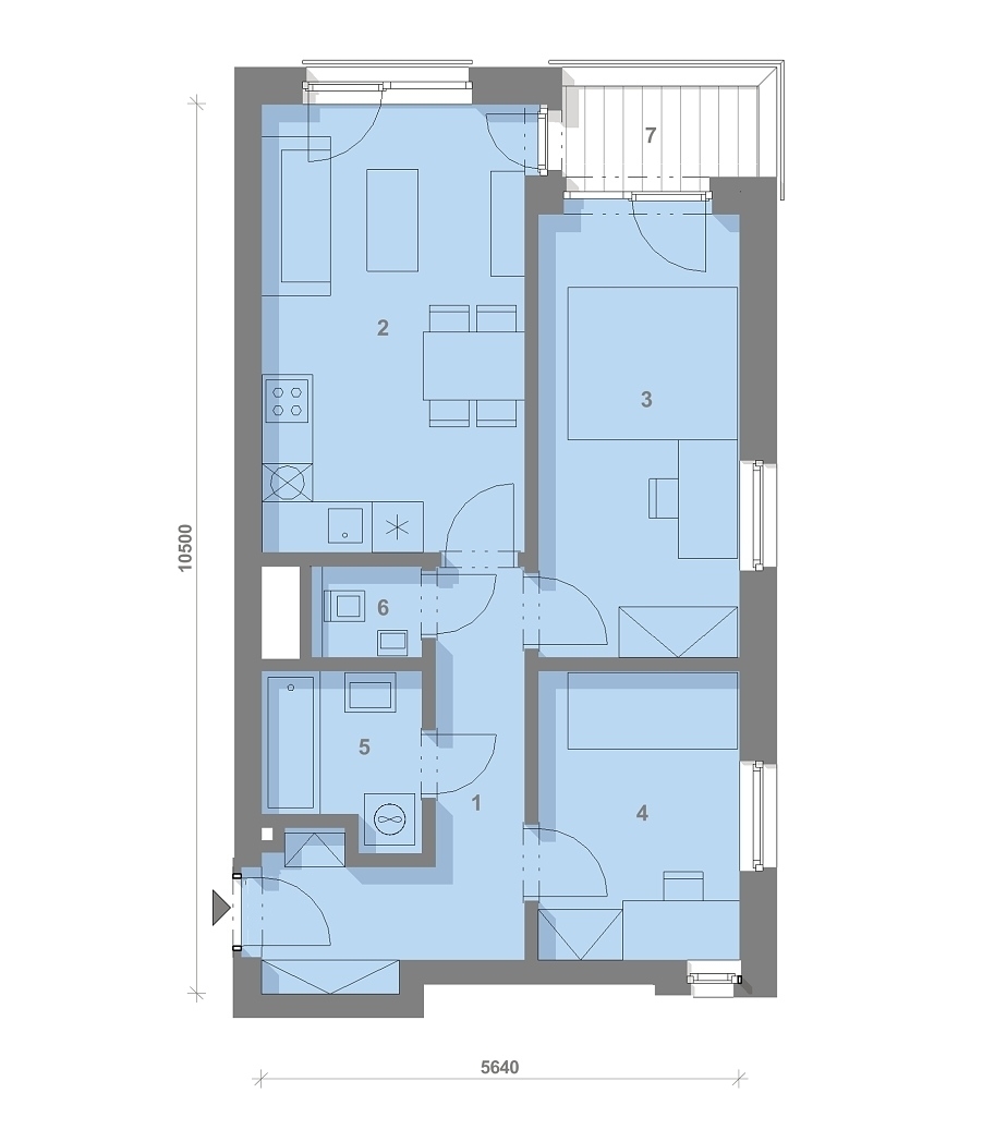 Půdorys jednotky T-303