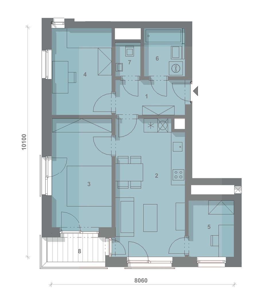Půdorys jednotky U-301