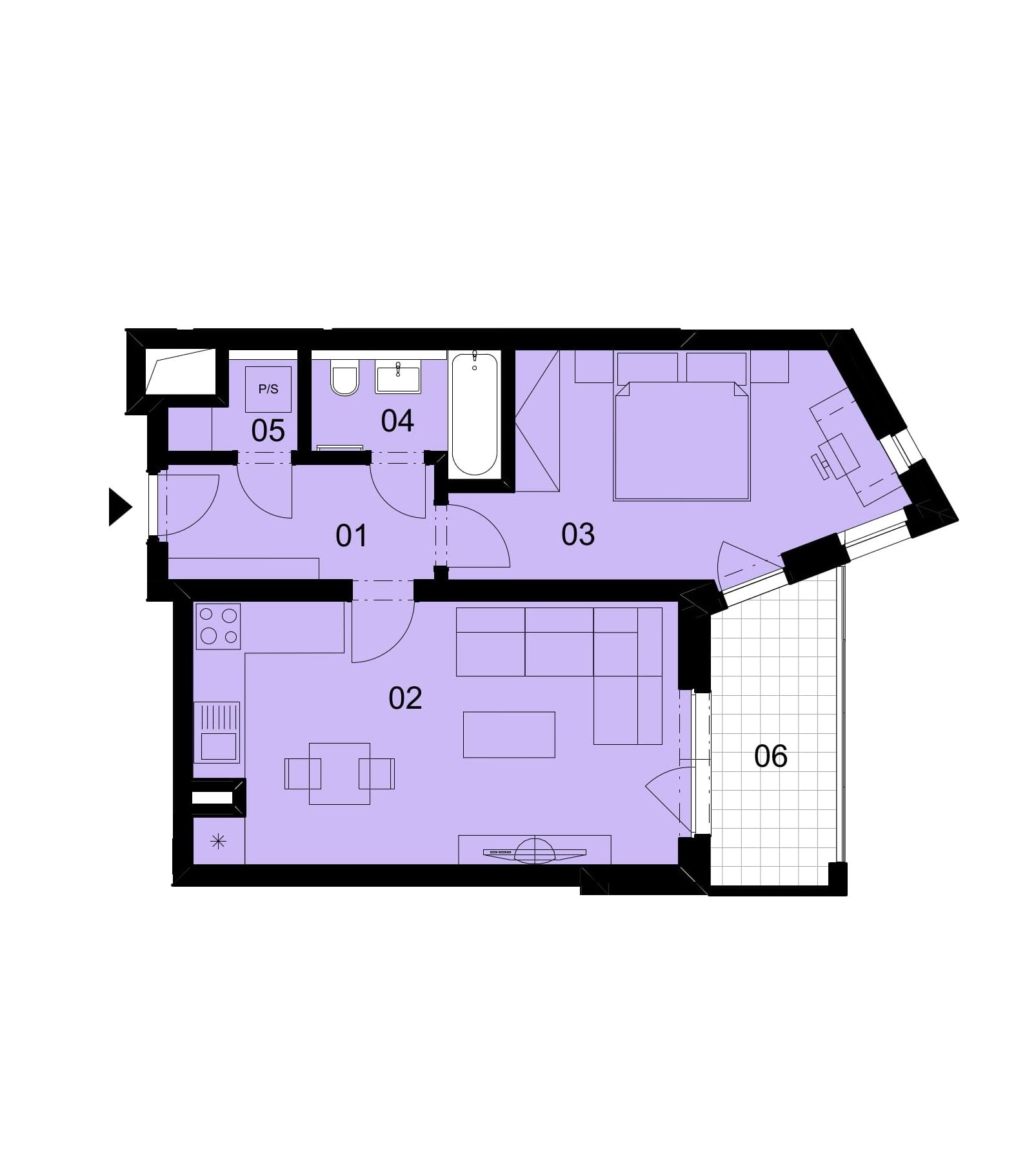 Půdorys jednotky 1-202