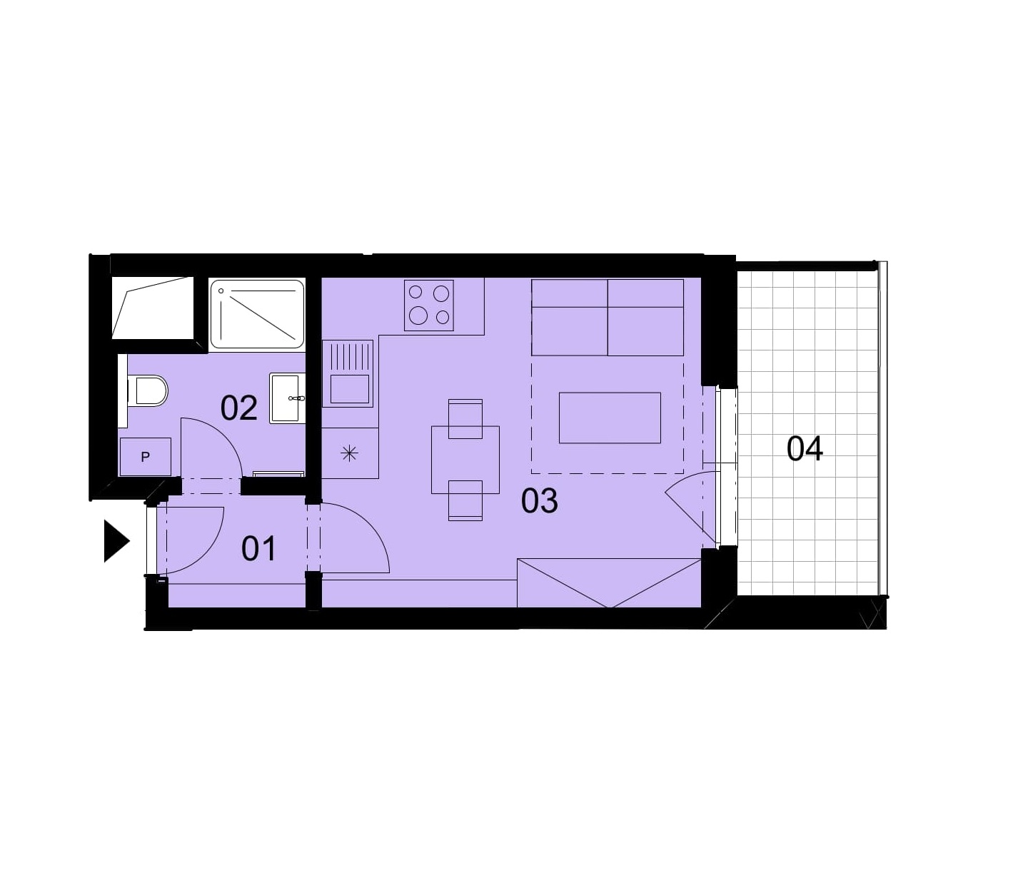 Půdorys jednotky 1-303