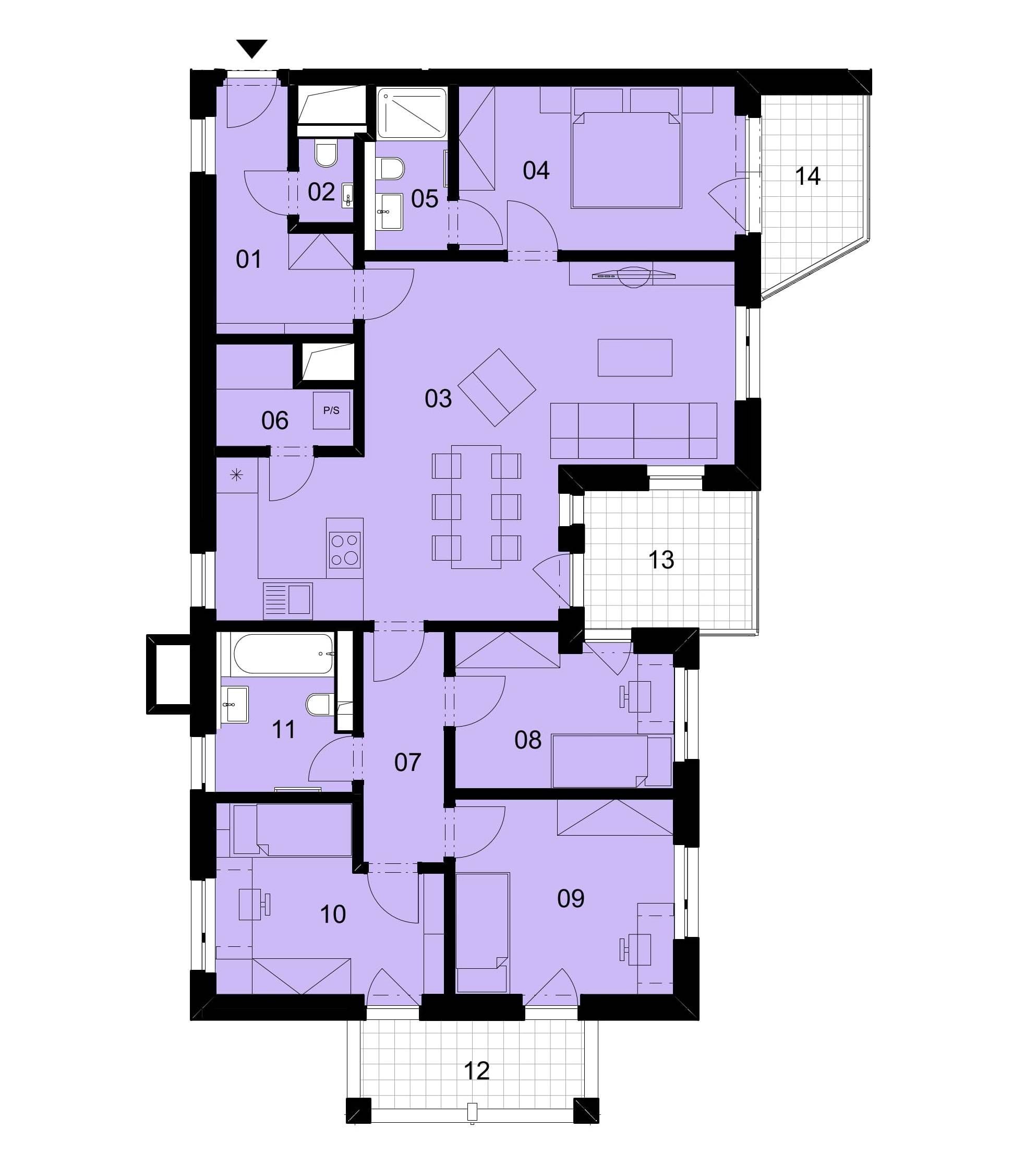 Půdorys jednotky 1-701