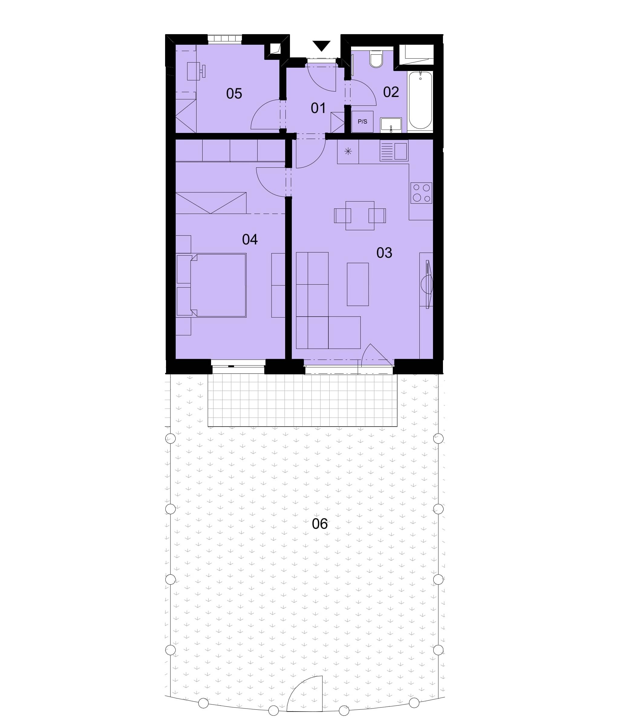 Půdorys jednotky 2-106