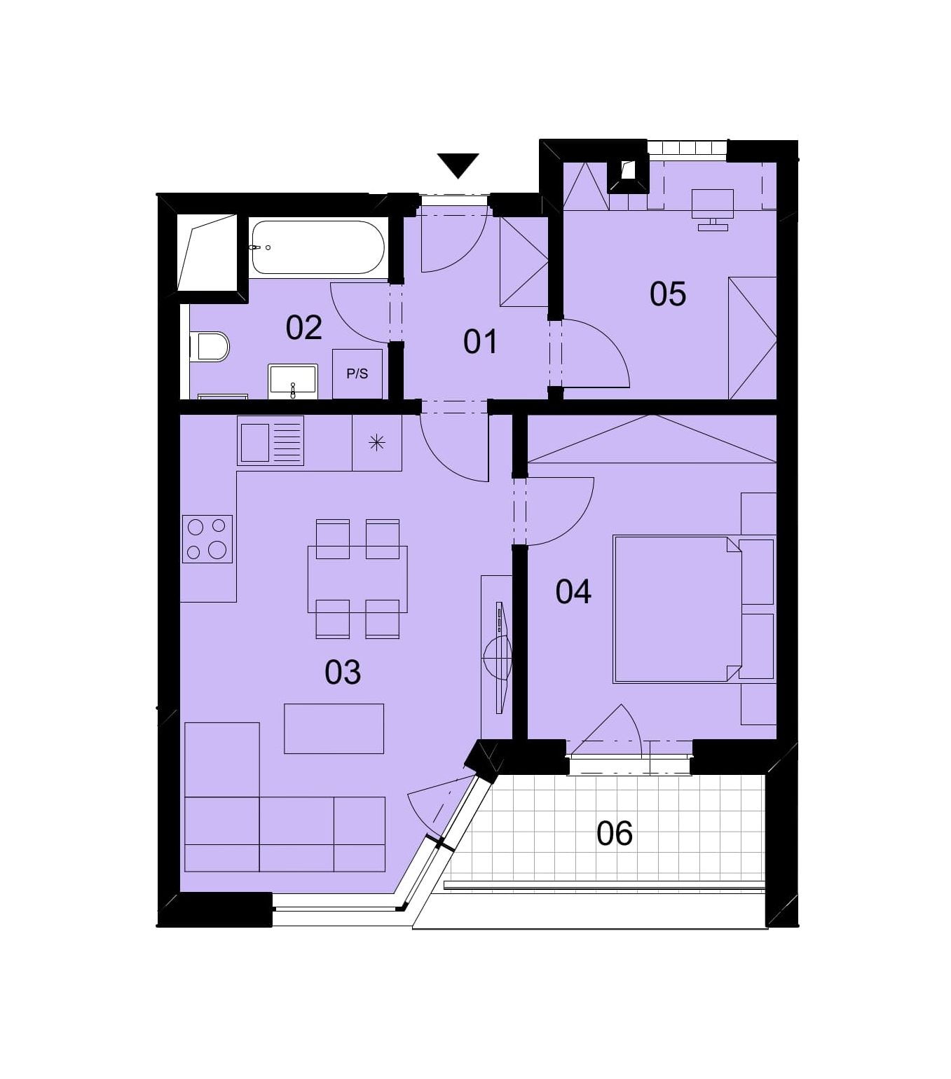 Půdorys jednotky 2-202