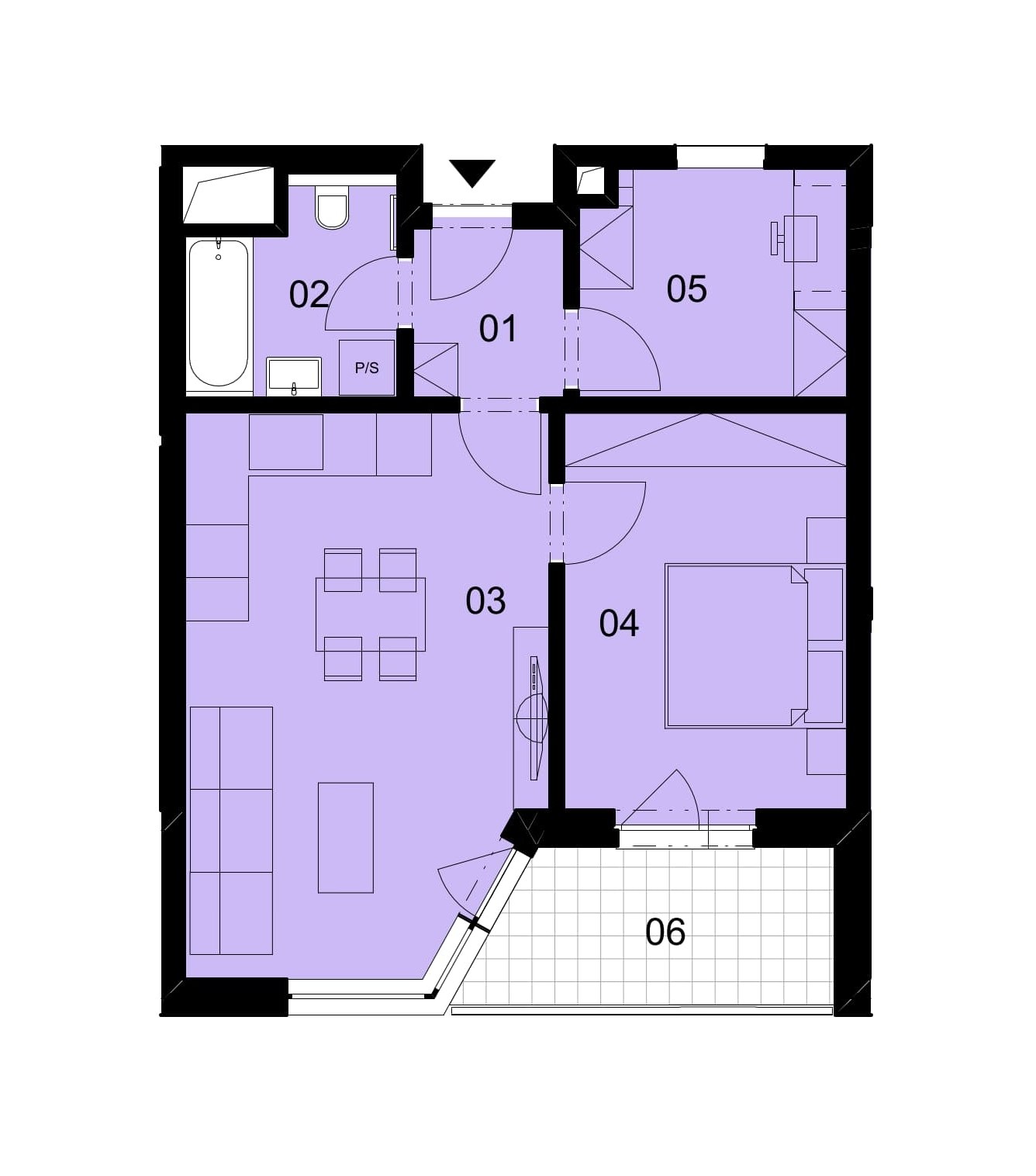 Půdorys jednotky 2-303