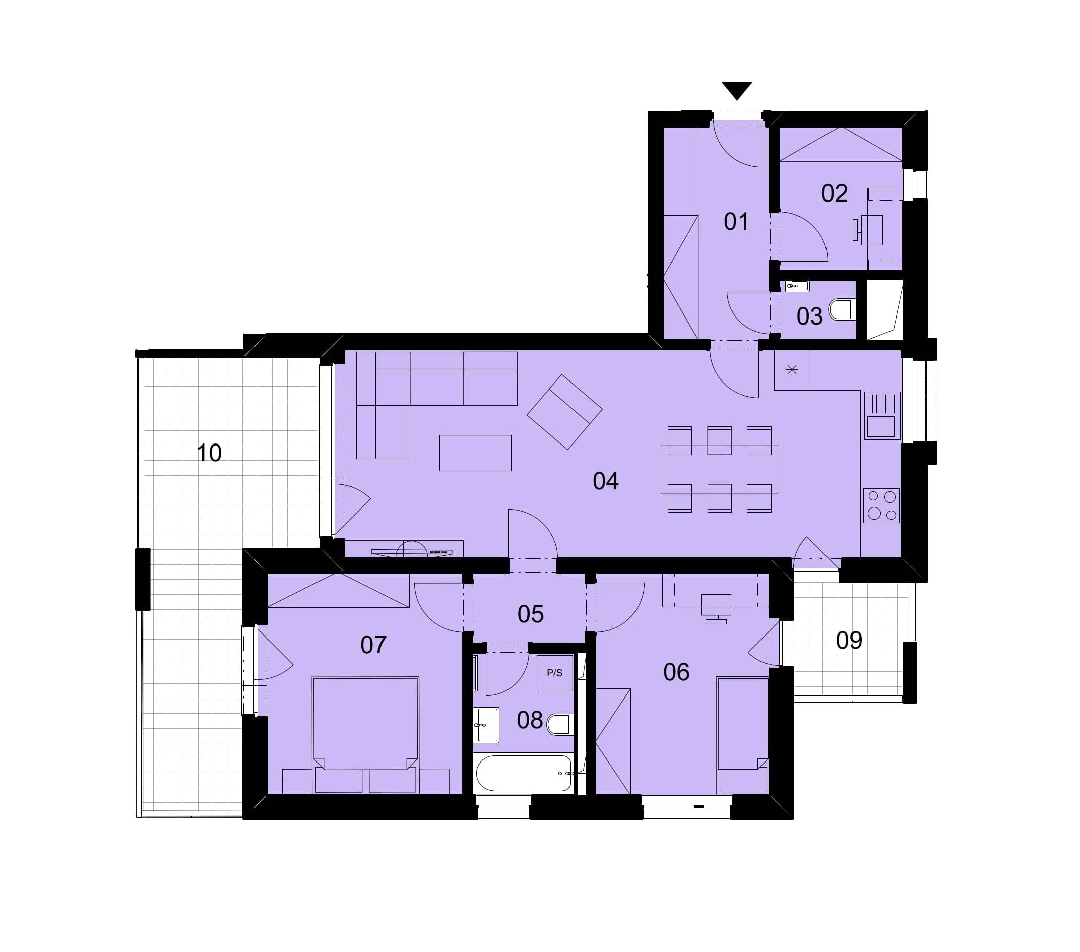 Půdorys jednotky 3-501