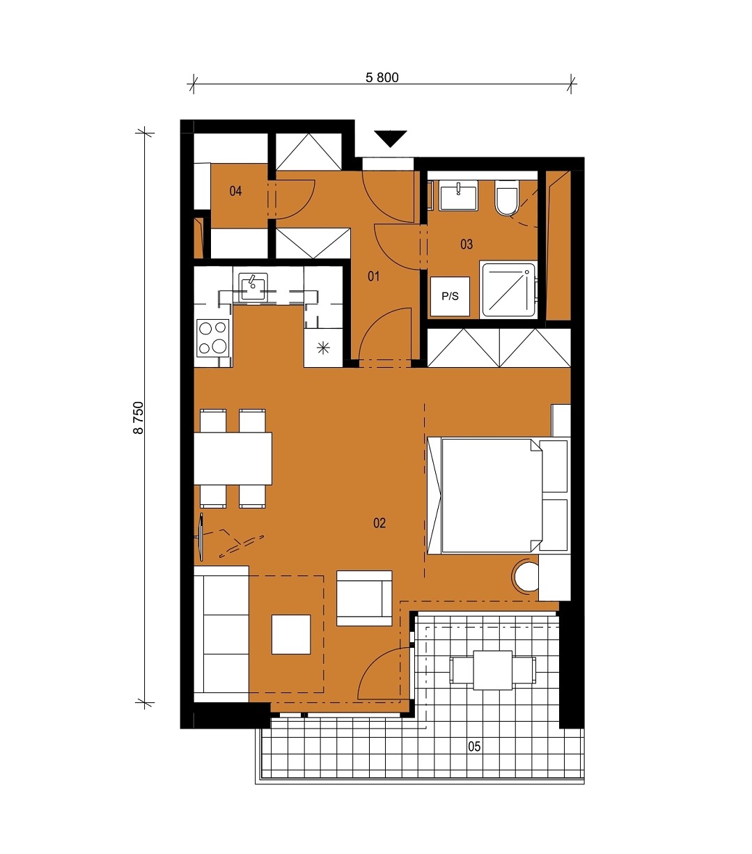 Půdorys jednotky A3.4