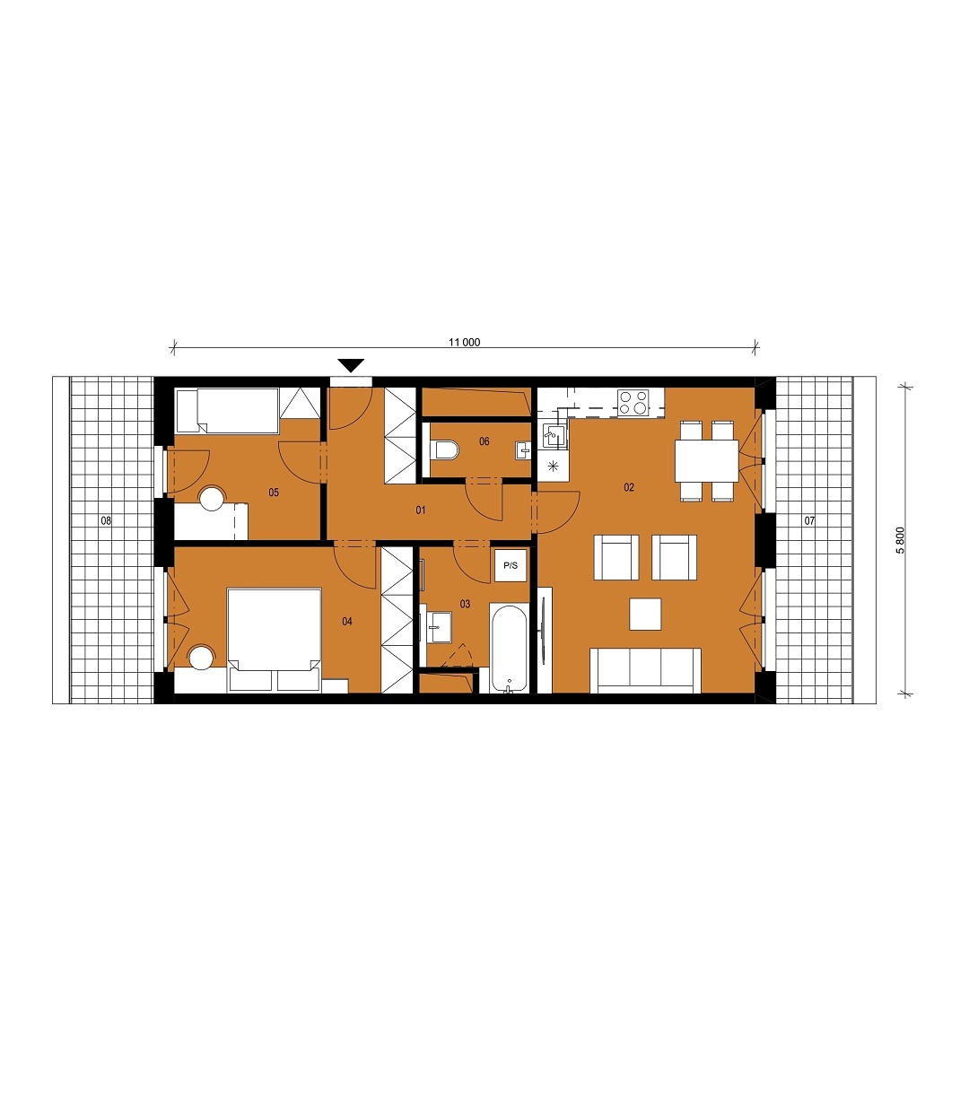 Půdorys jednotky B6.1