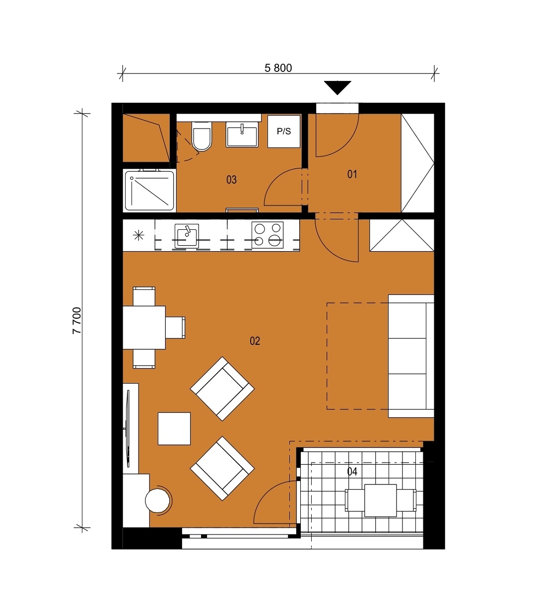 Půdorys jednotky D2.3