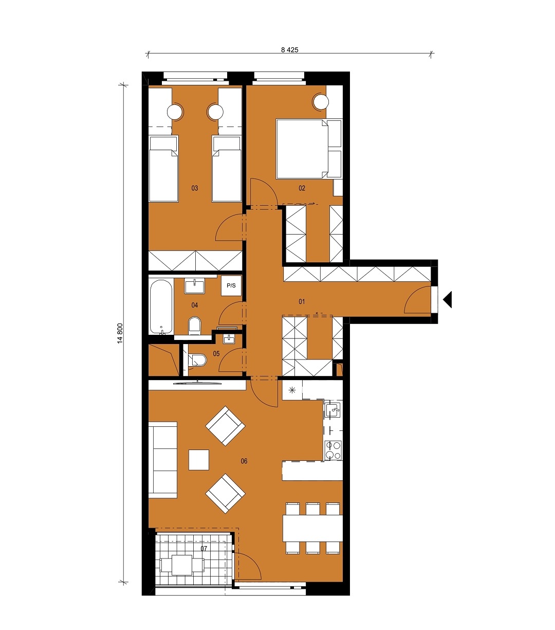 Půdorys jednotky D4.2