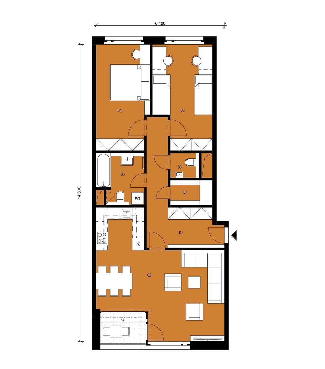 Půdorys jednotky E2.1