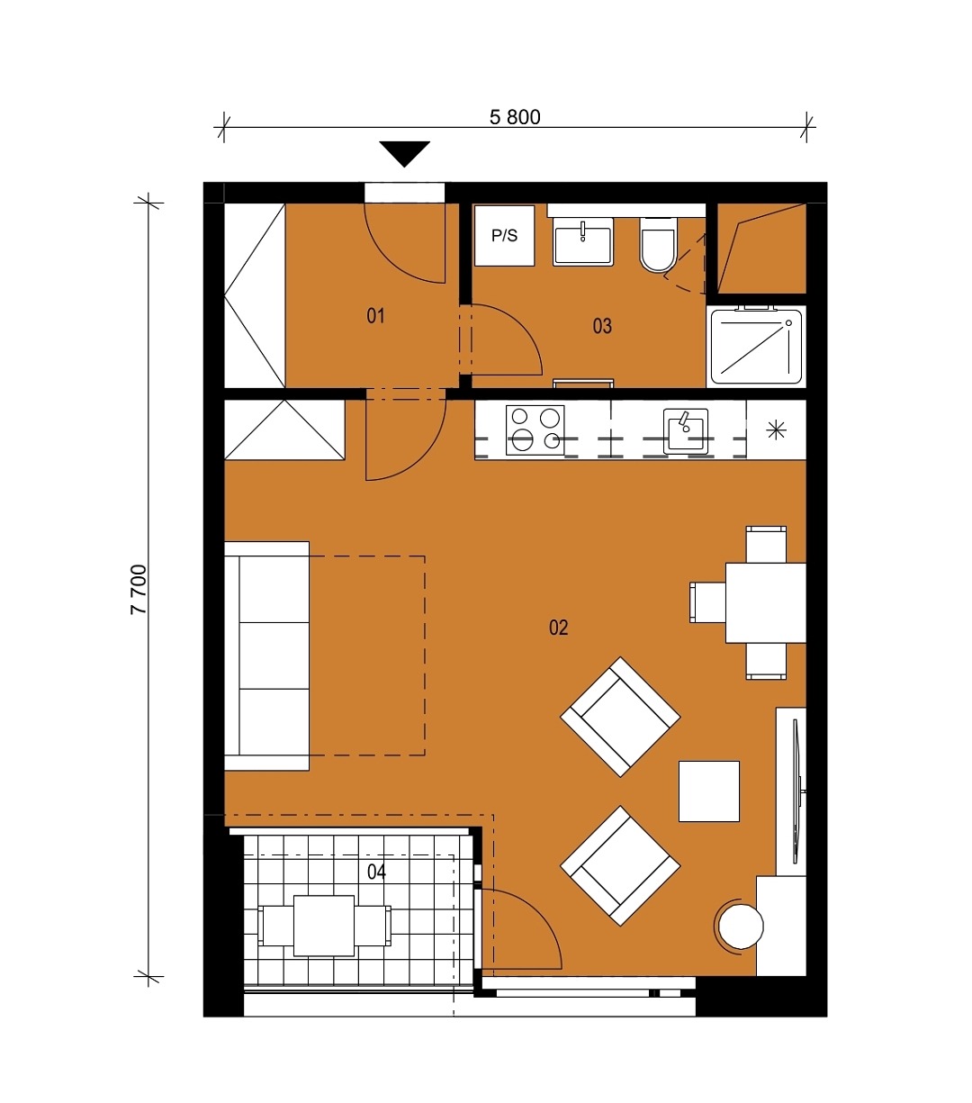 Půdorys jednotky F4.2